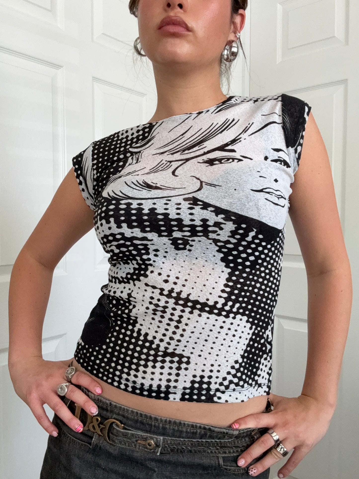 Mesh Graphic Top (S)