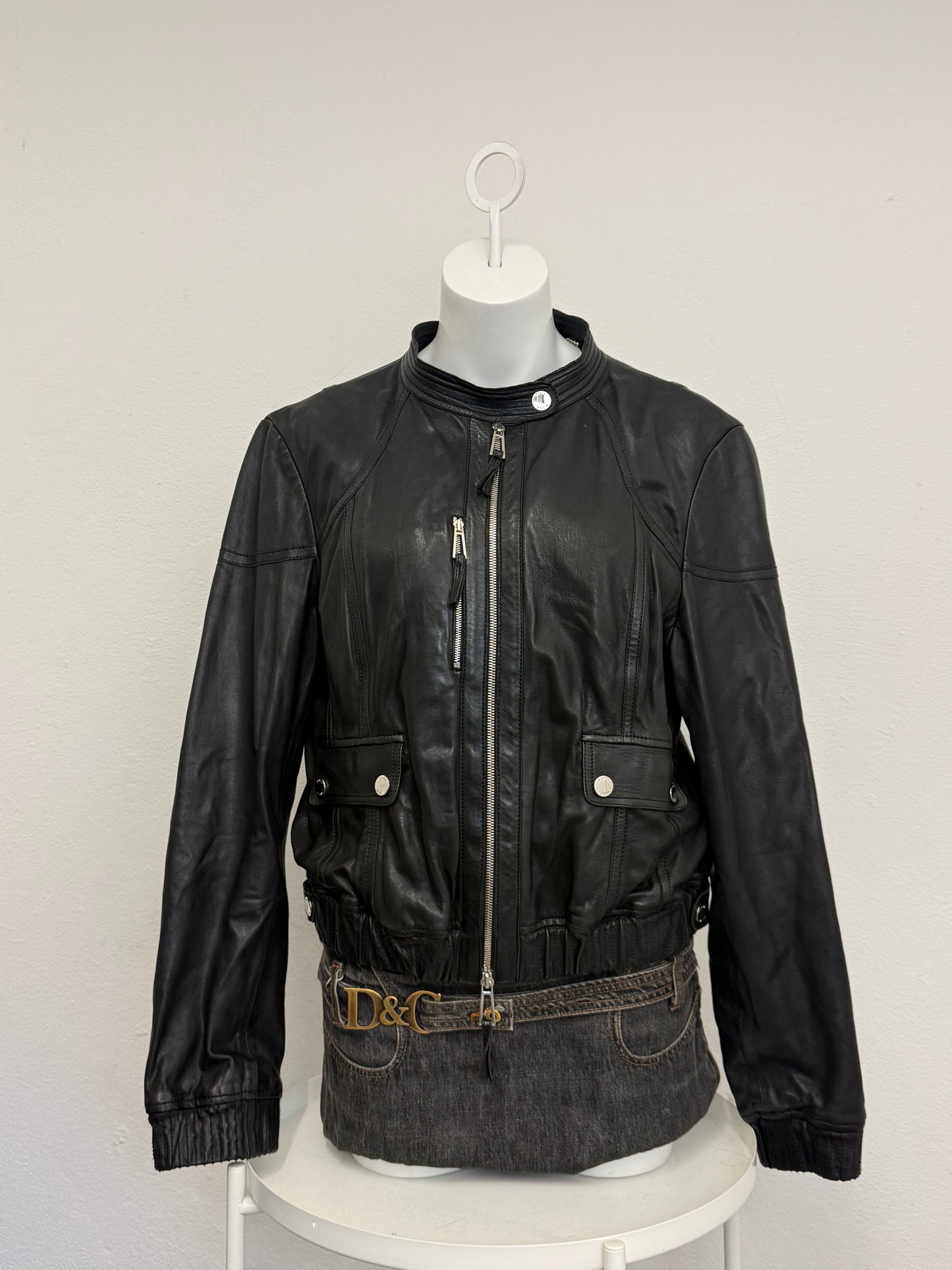 Karen Millen Leather Bomber Jacket (M)
