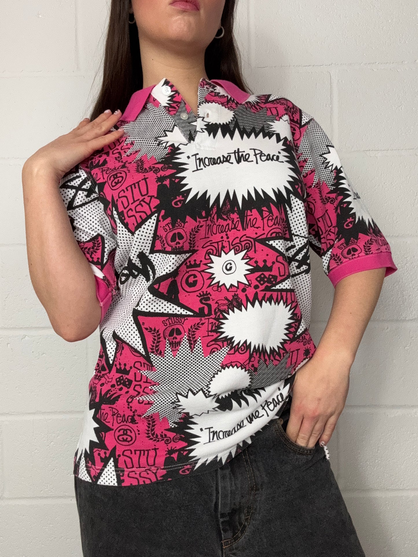 Stussy Comic Print Polo Shirt (S)