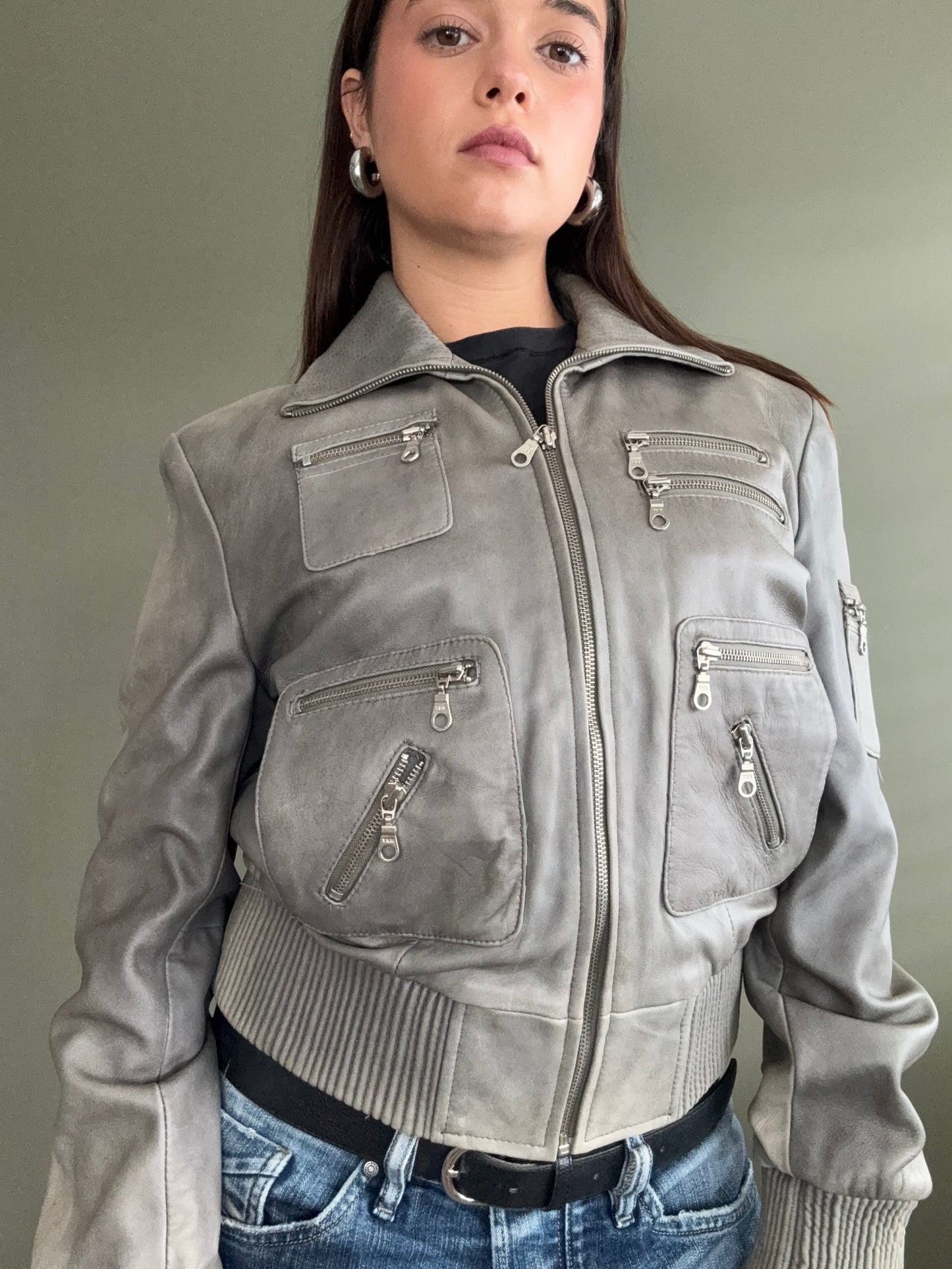 Leather Cargo Jacket (M)