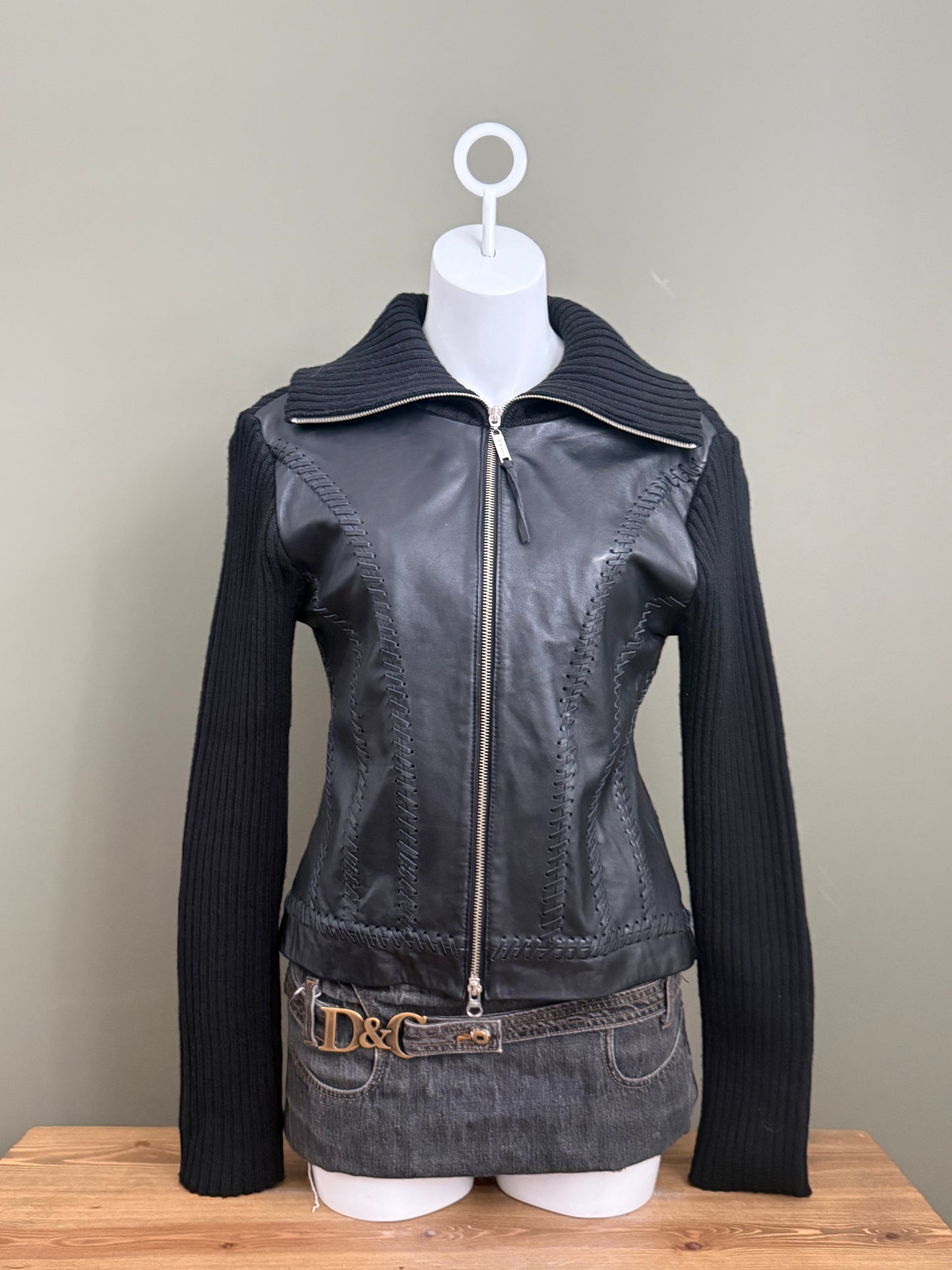 Knitted Leather Jacket (UK14)