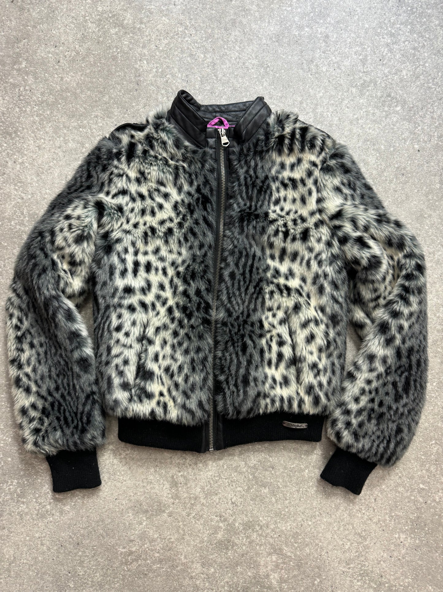 Diesel Leopard Print Faux Fur Jacket (XS)