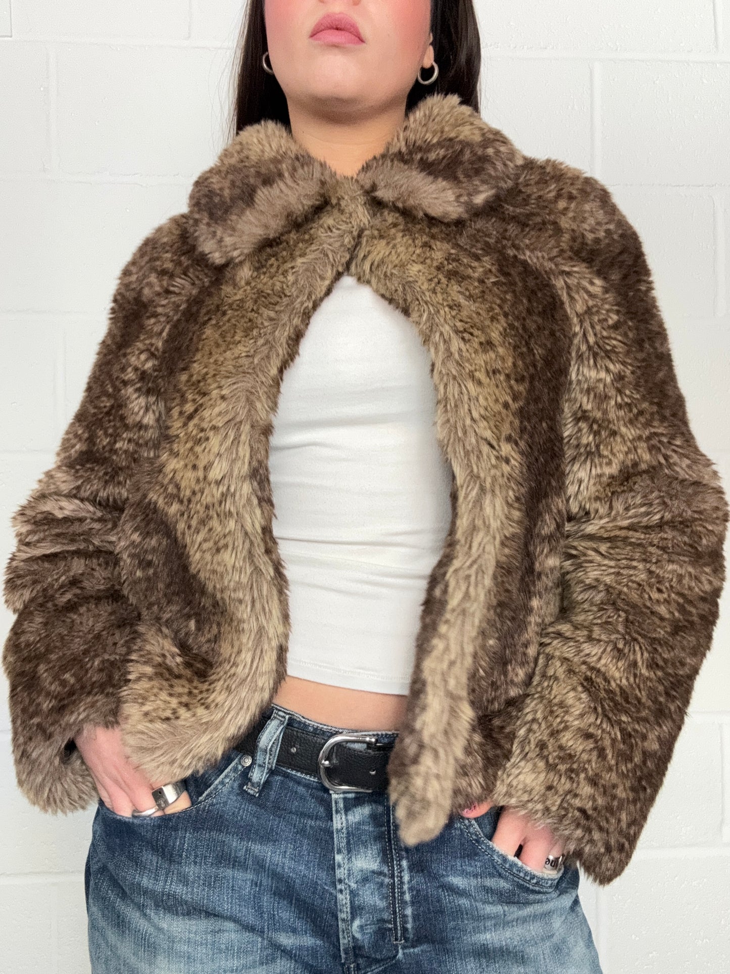 Leopard Faux Fur Jacket (XS)