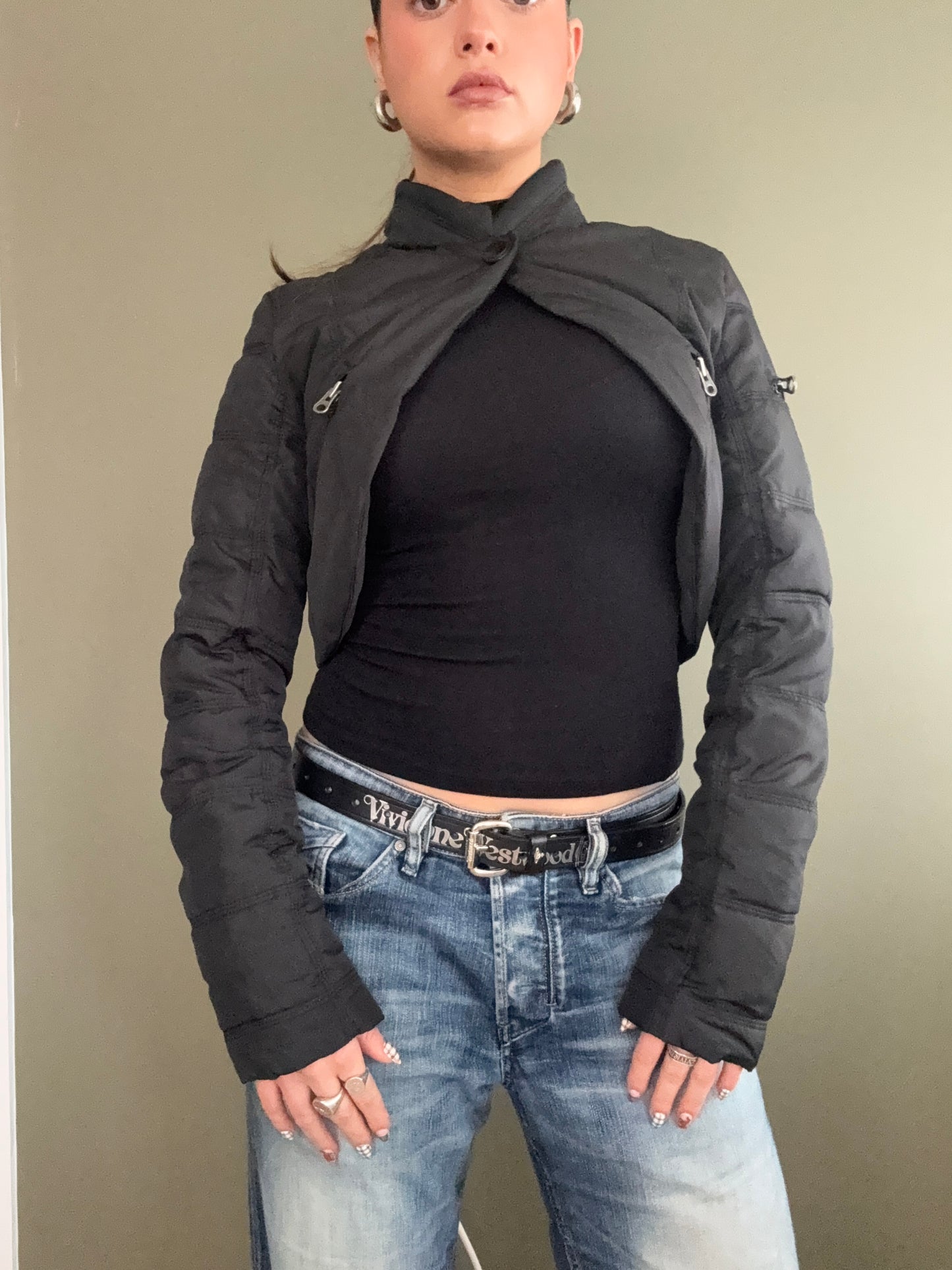 Y2K Ultra Cropped Puffer Jacket (UK8)