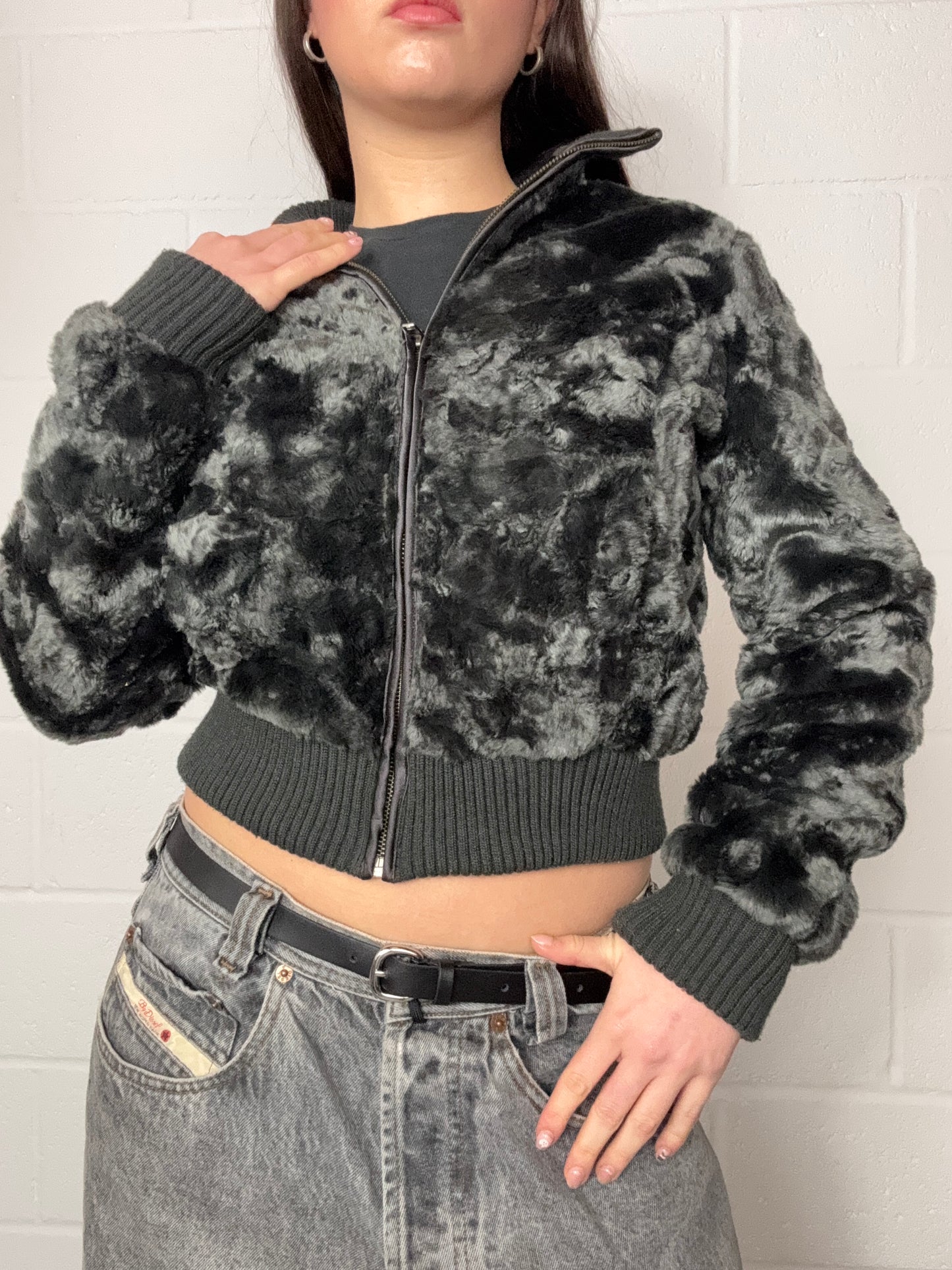 Faux Fur Bomber Jacket (UK10)