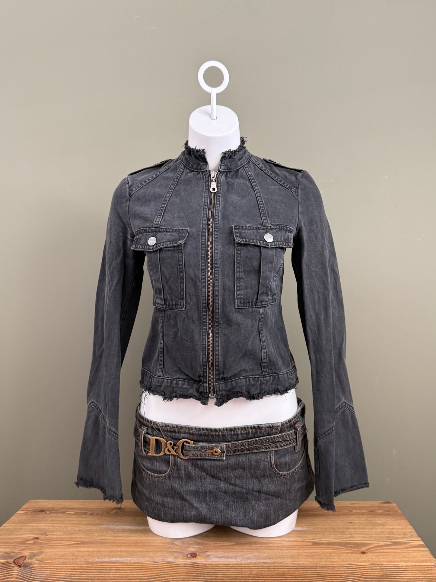Denim Distressed Jacket (S)