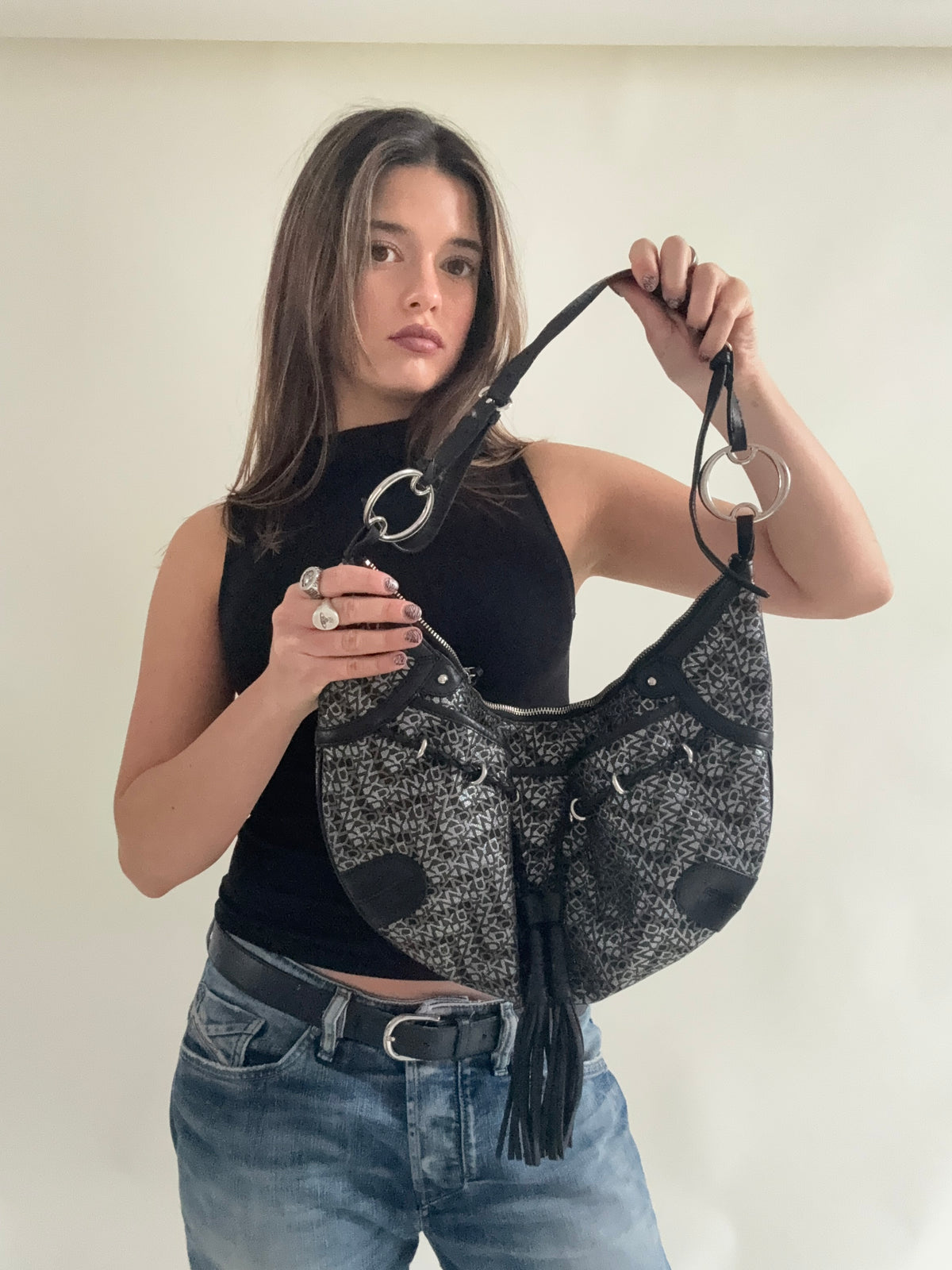 DKNY Slouchy Monogram Shoulder Bag