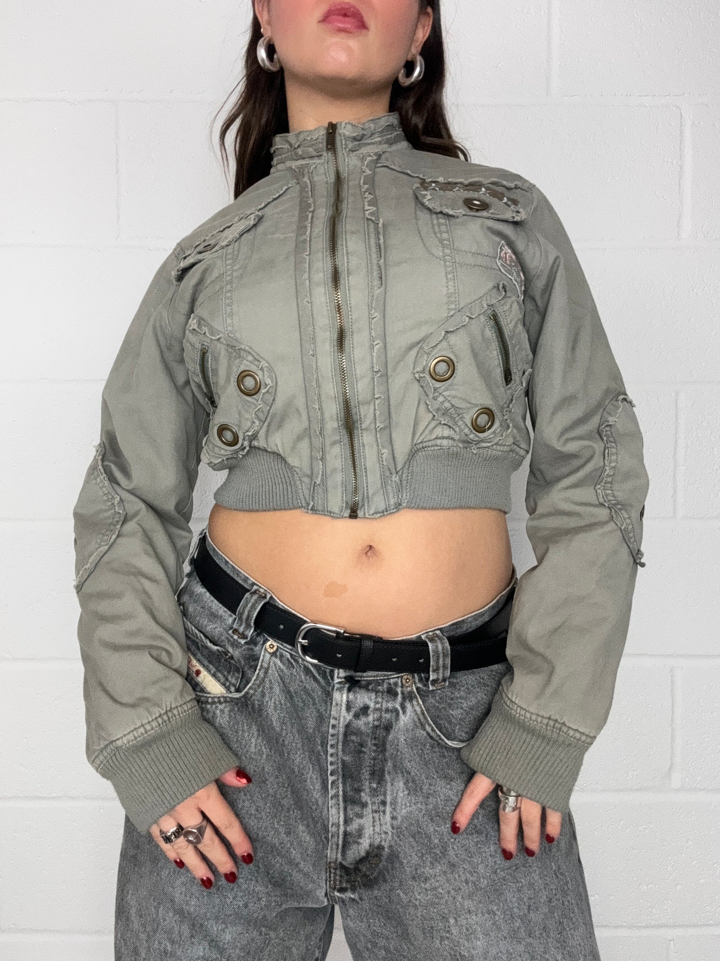 Y2K Cropped Utility Jacket