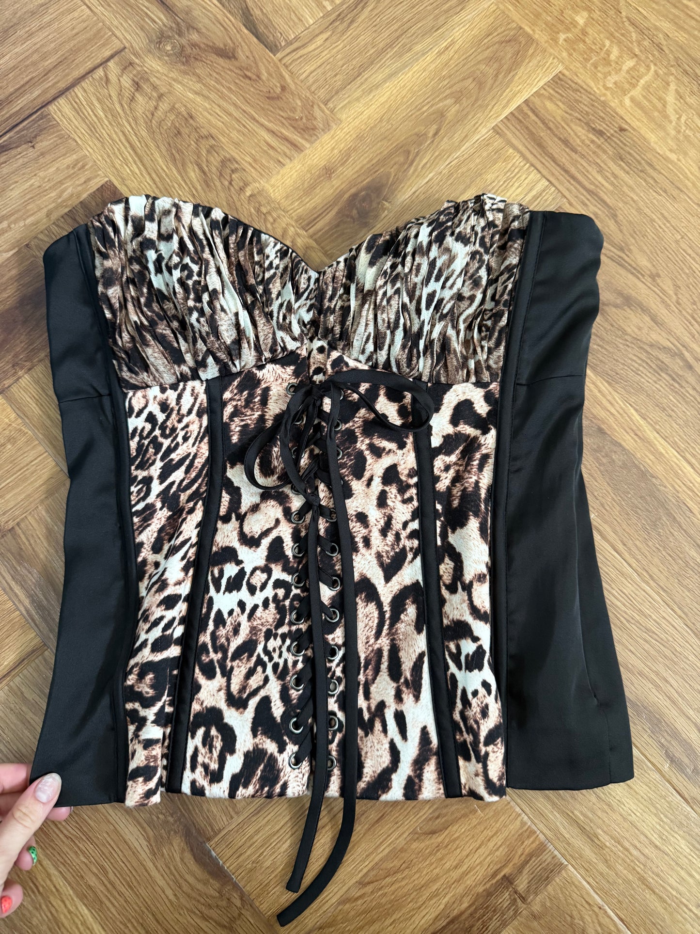 Bebe Leopard Corset Top (M)