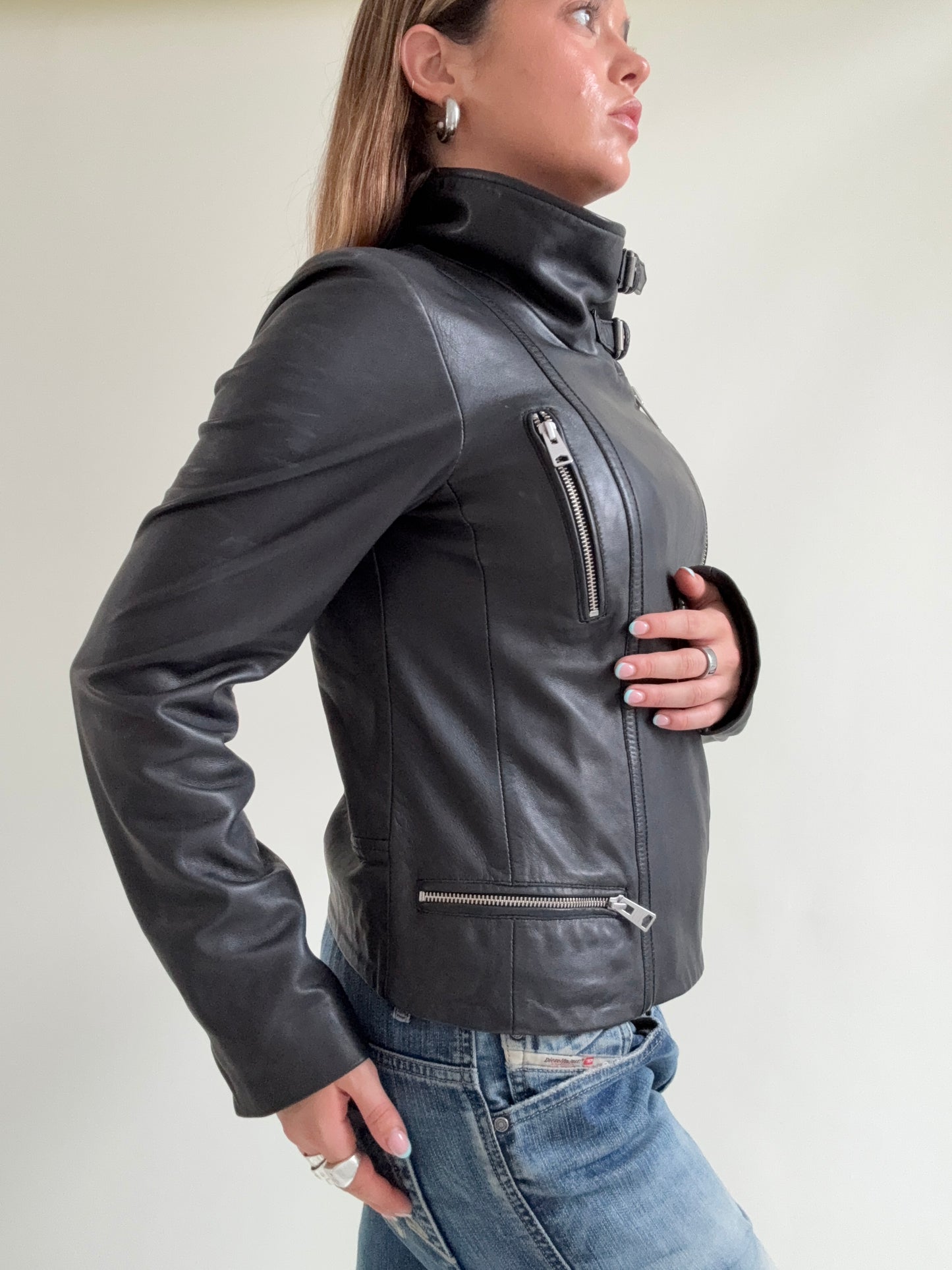 Allsaints Leather Buckle Jacket (UK12)