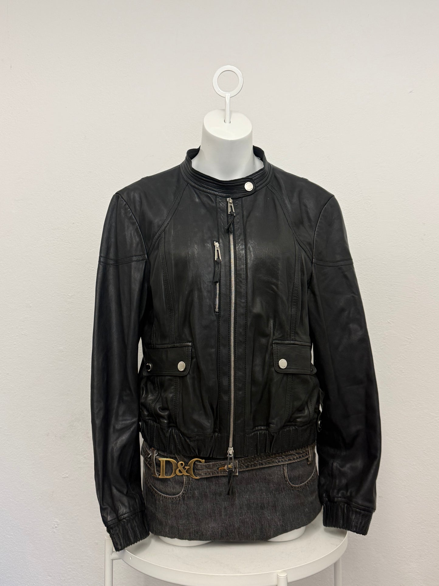 Karen Millen Leather Bomber Jacket (M)