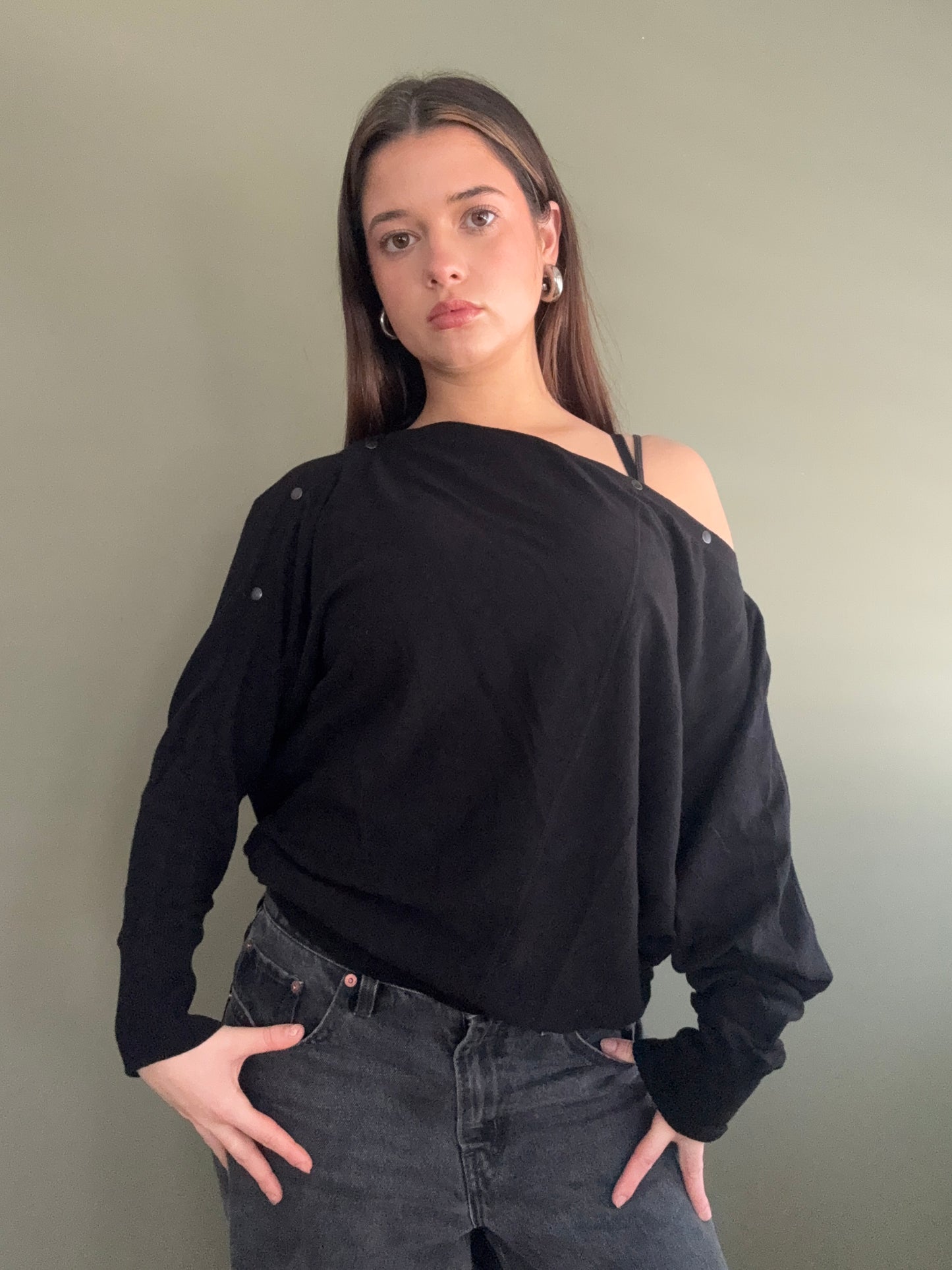 Allsaints Popper Detail Bat Wing Jumper (L)