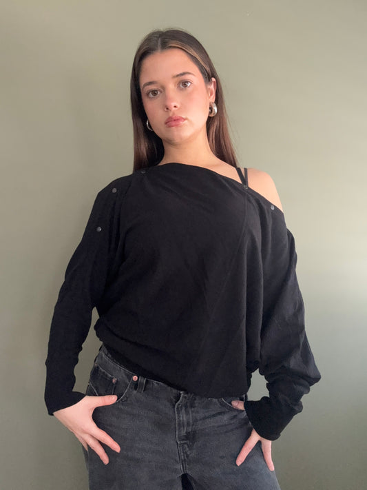 Allsaints Popper Detail Bat Wing Jumper (L)