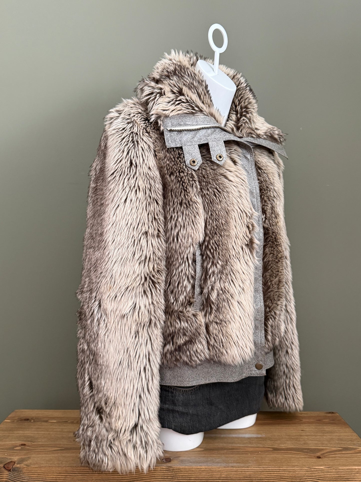 Faux Fur Bomber Jacket (UK16)