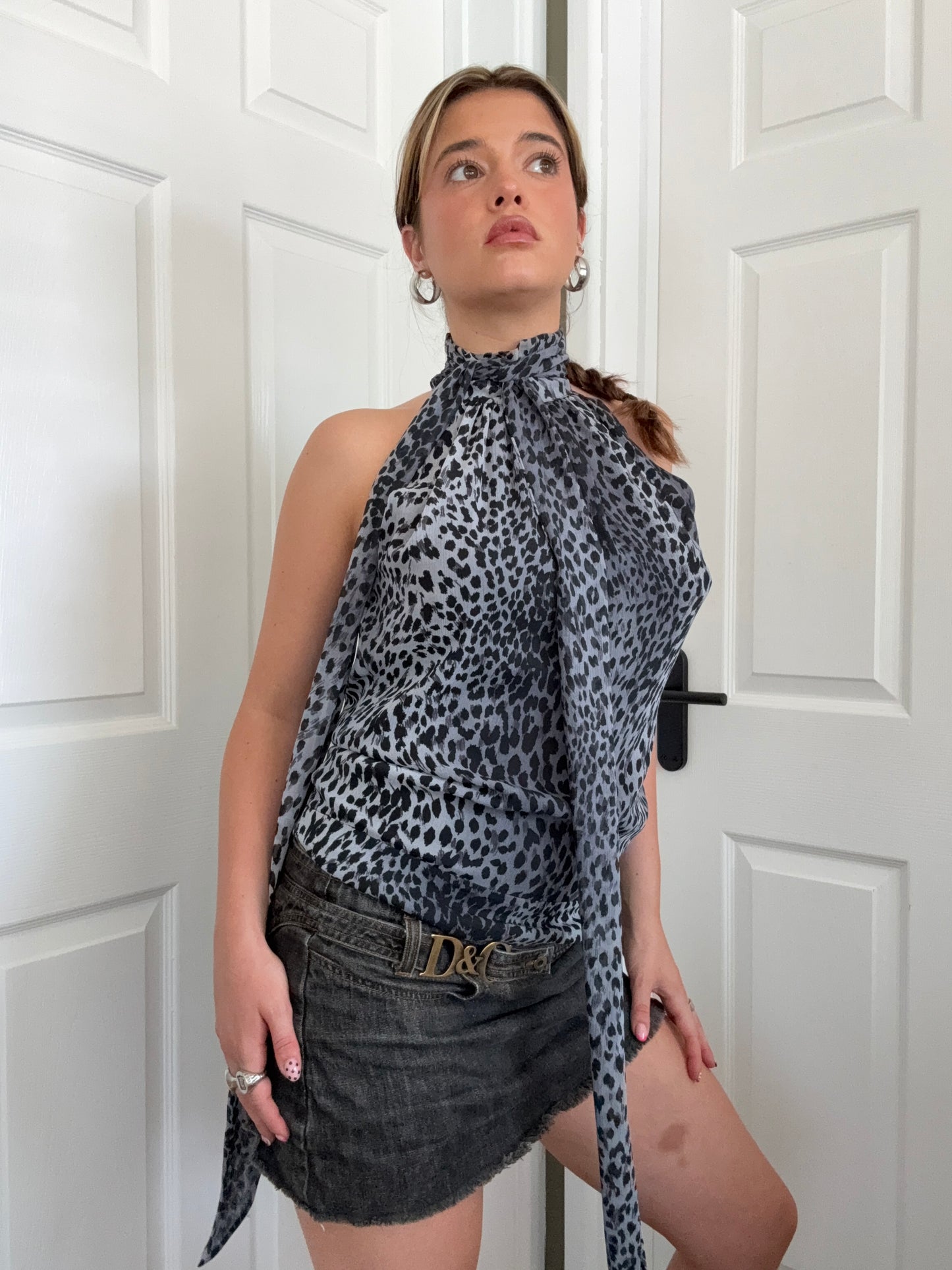Karen Millen Leopard Halterneck Top (UK10)