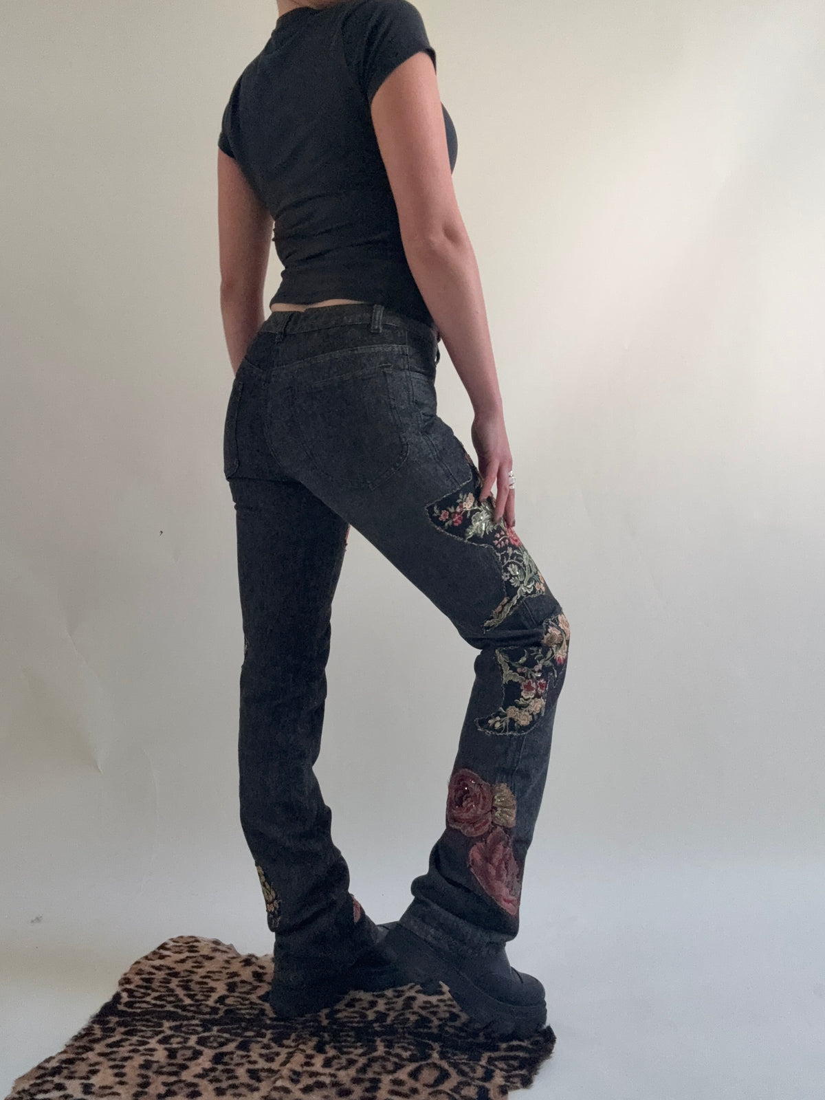 Morgan De Toi Embroidered Patchwork Jeans (S)