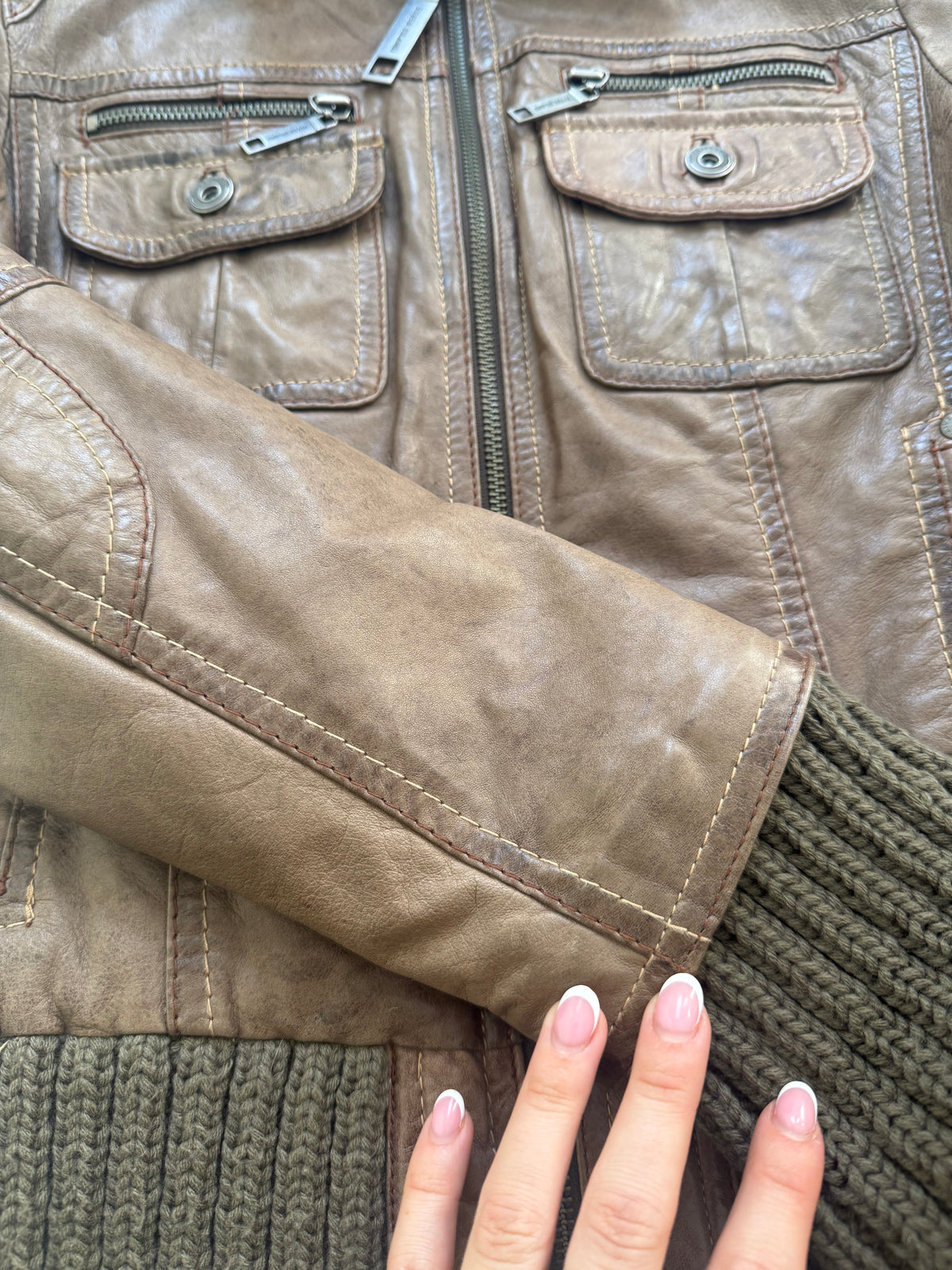 Vintage Leather Bomber Jacket (UK14)
