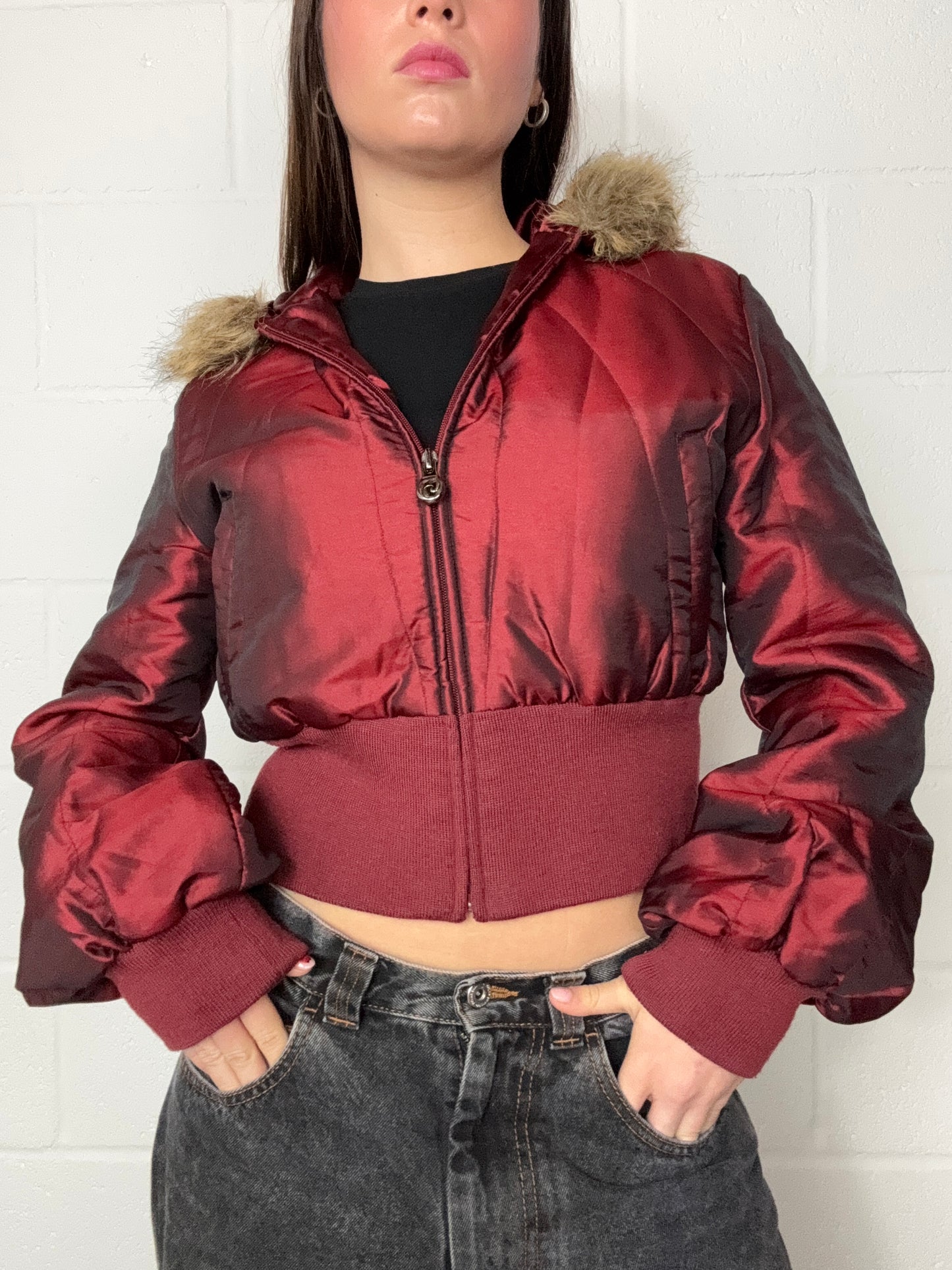 Burgundy Iridescent Puffer Jacket (M)