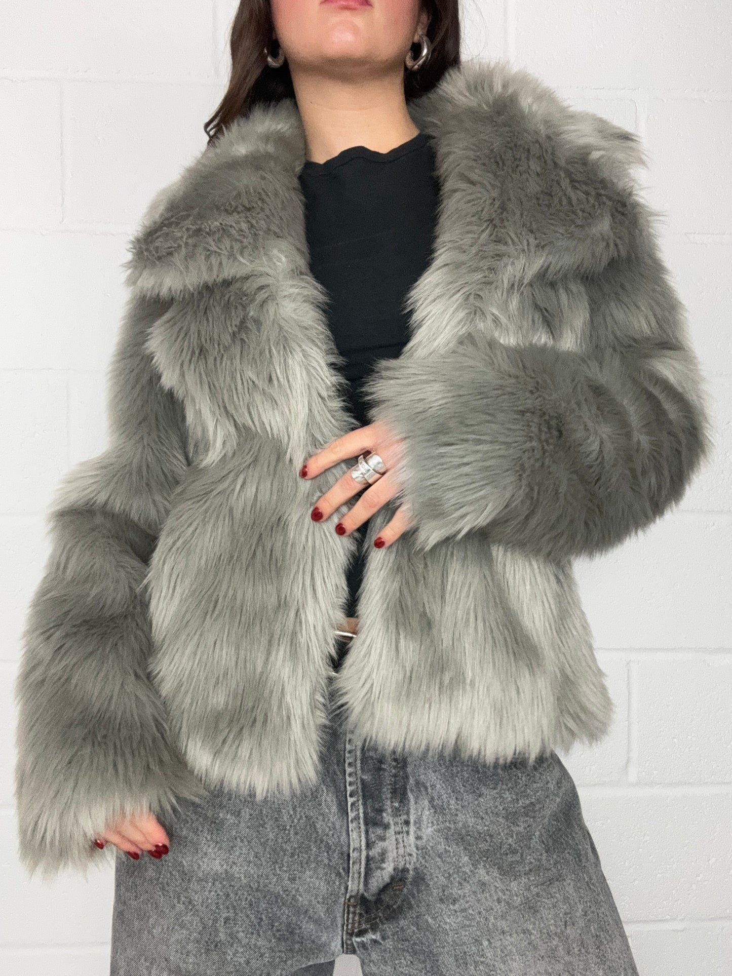 Grey Faux Fur Jacket