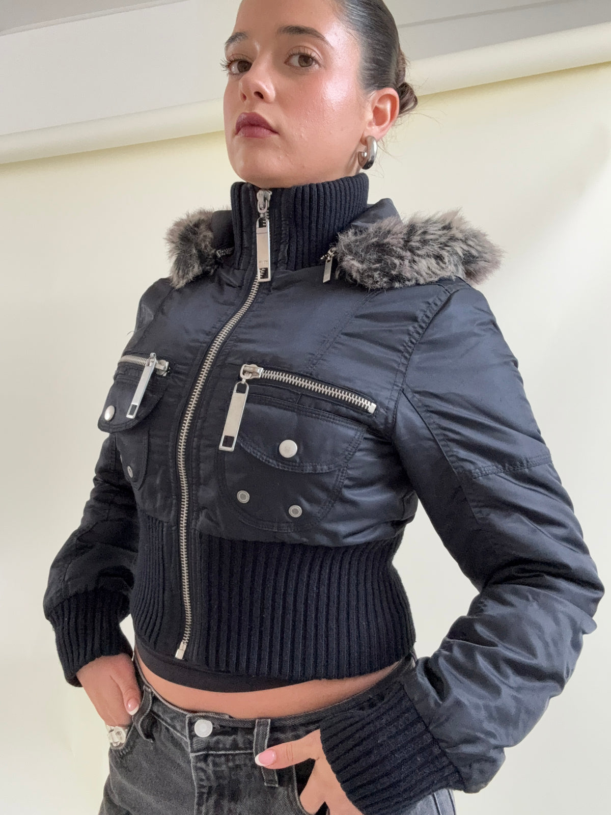 Y2K Fitted Puffer Jacket (UK8)