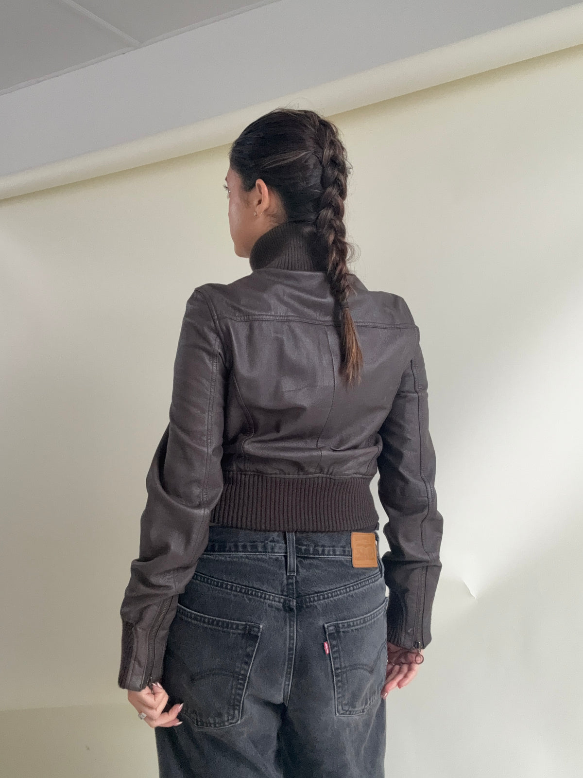 Jane Norman Leather Bomber Jacket (UK10)