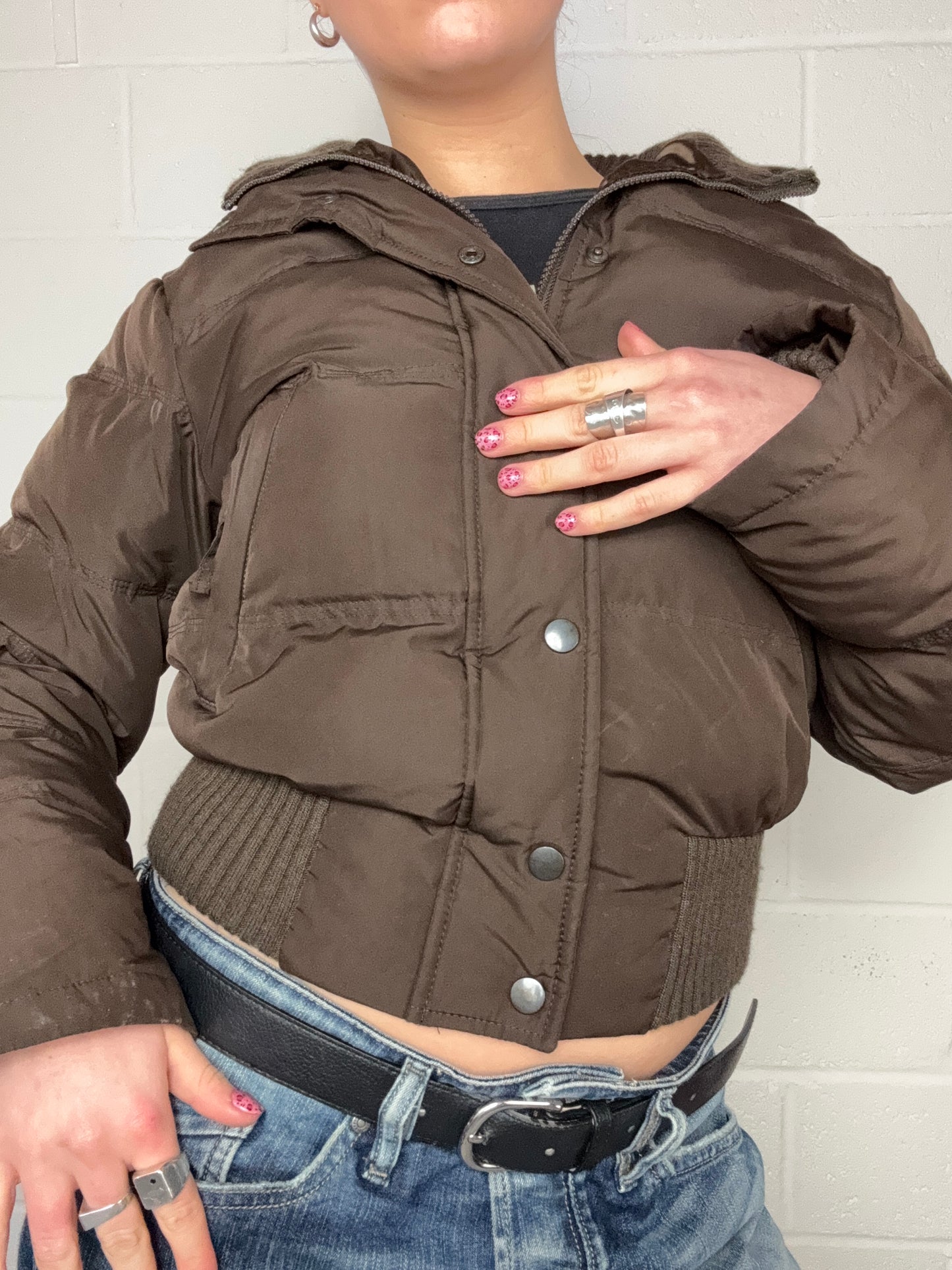 Brown Y2K Puffer Jacket (UK10)