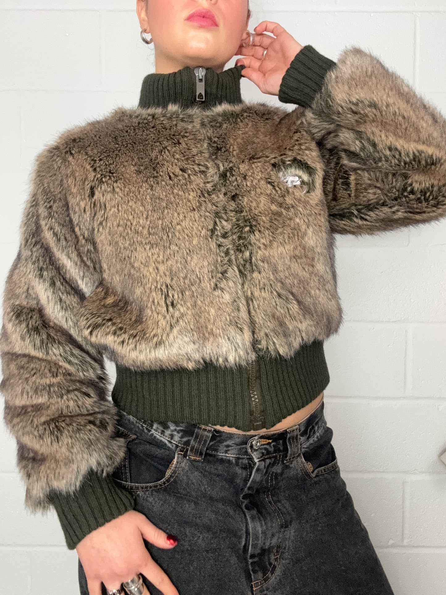 Faux Fur Bomber Jacket (UK12)