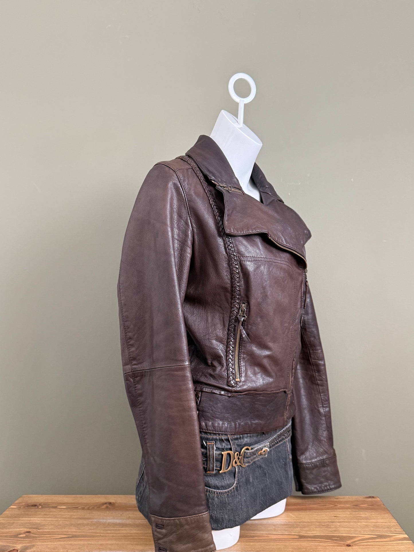 Allsaints Leather Braided Jacket (UK12)