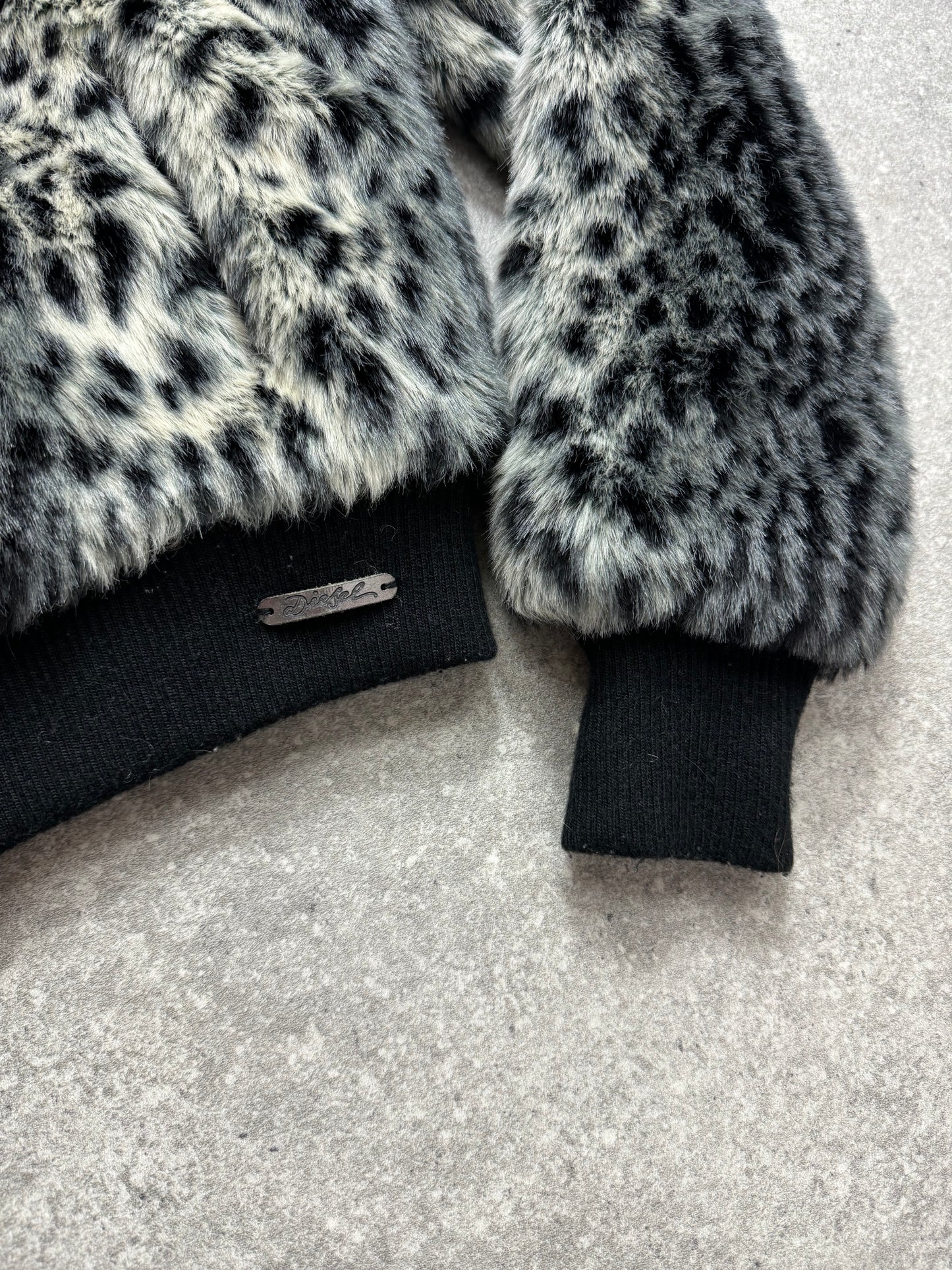 Diesel Leopard Print Faux Fur Jacket (XS)