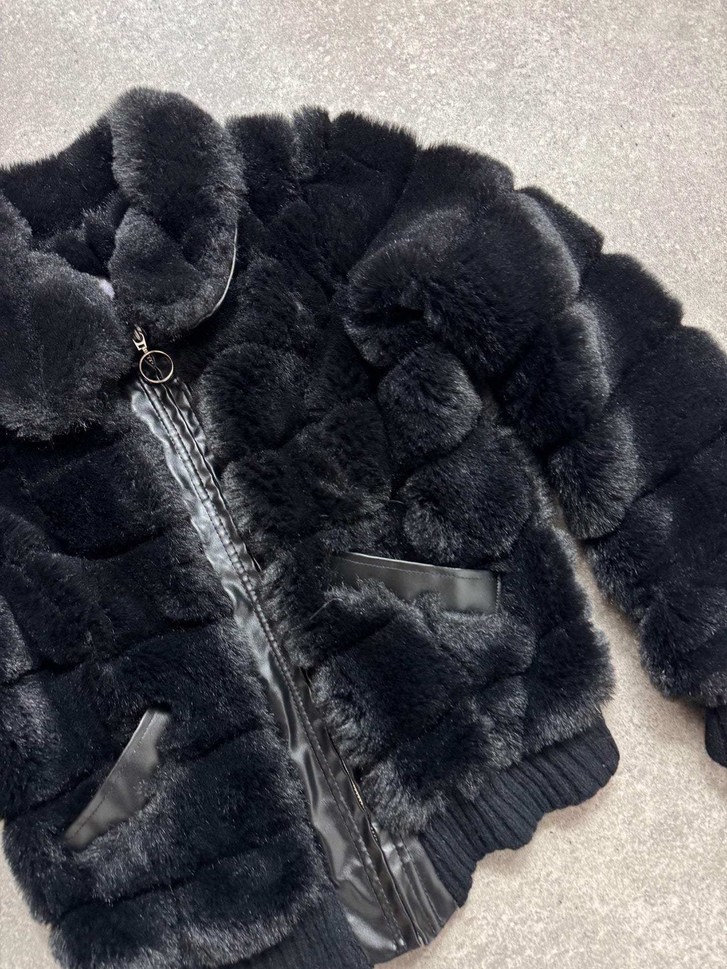 Black Faux Fur Jacket (XS)