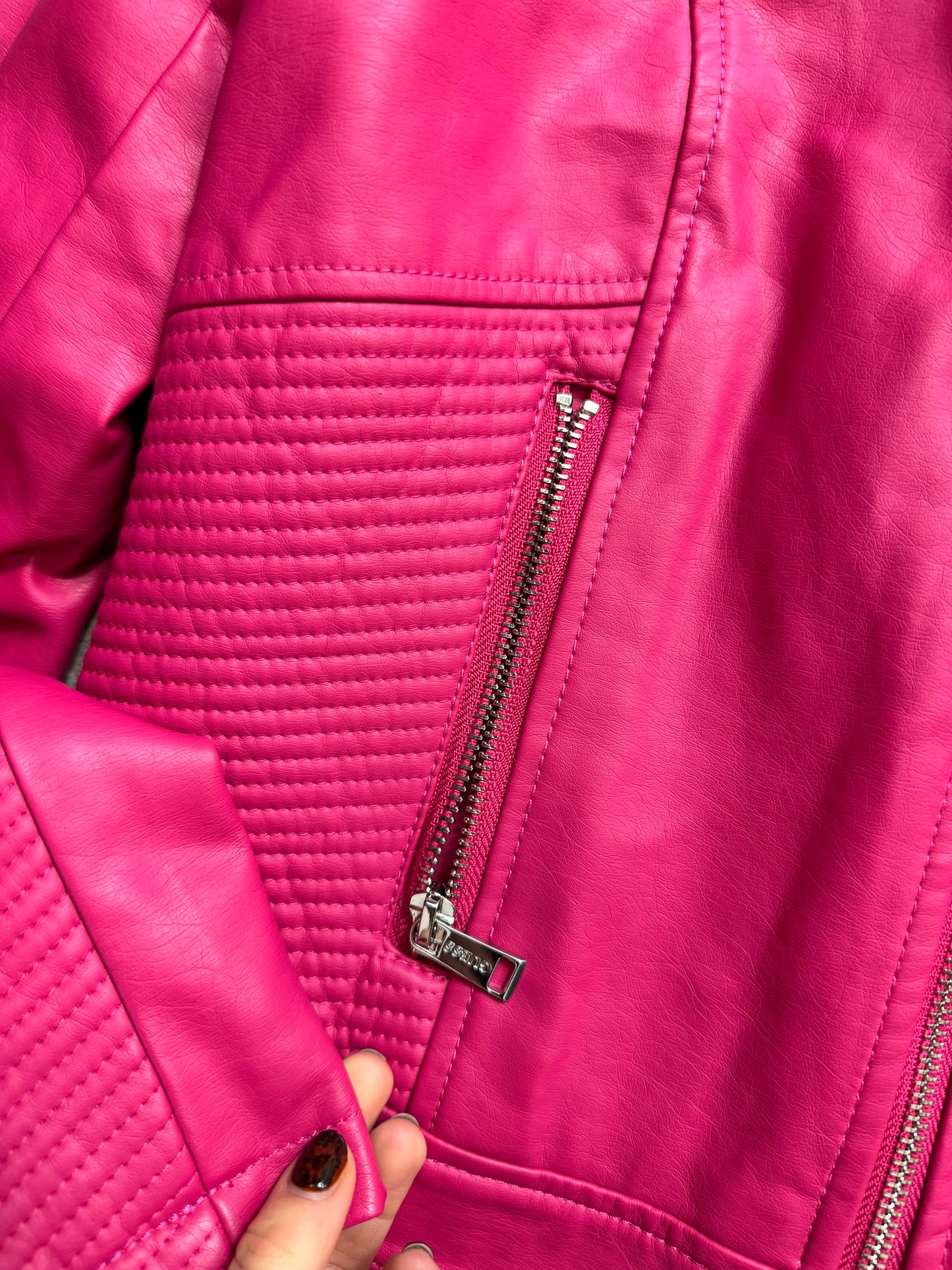 Pink Guess Faux Leather Jacket (S)