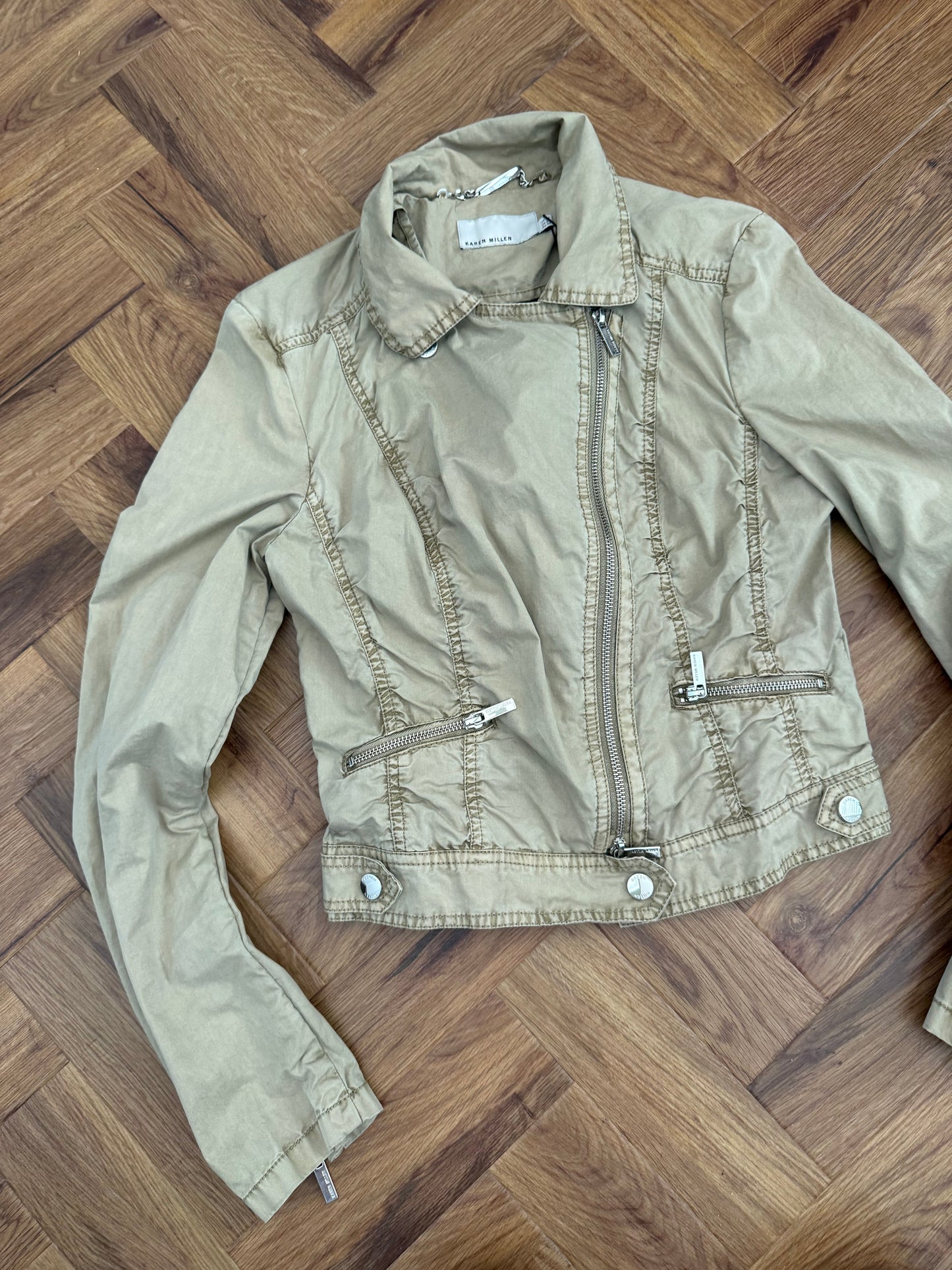 Karen Millen Asymmetric Biker Lightweight Jacket (UK10)