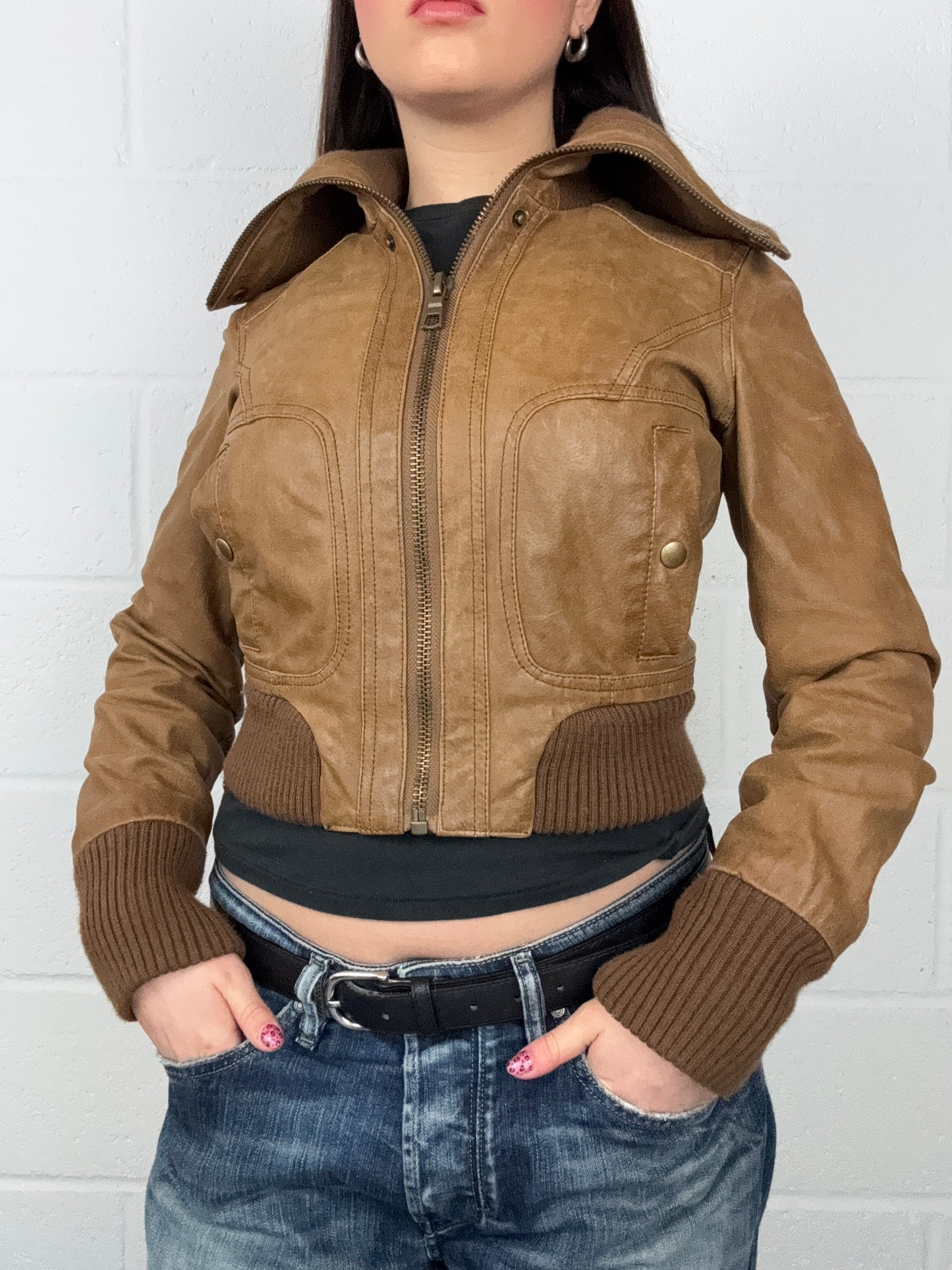 Leather Fitted Jacket (UK8)