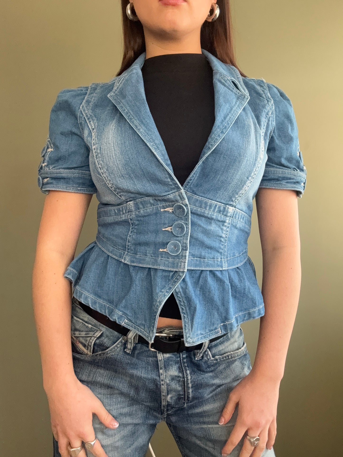 Denim Fitted Shortsleeve Jacket (UK12)