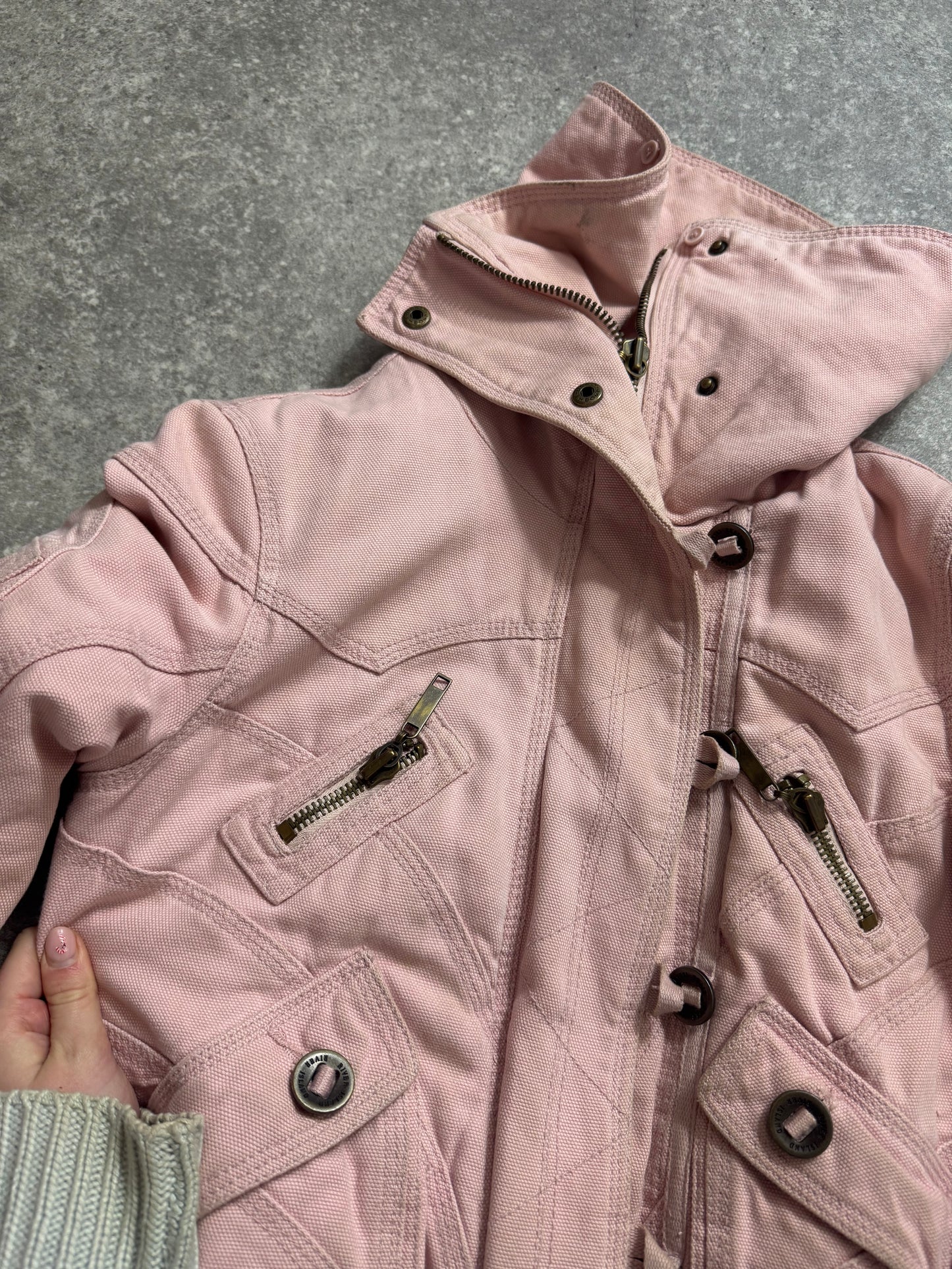 Y2K Pink Bomber Utility Style Jacket (UK8)