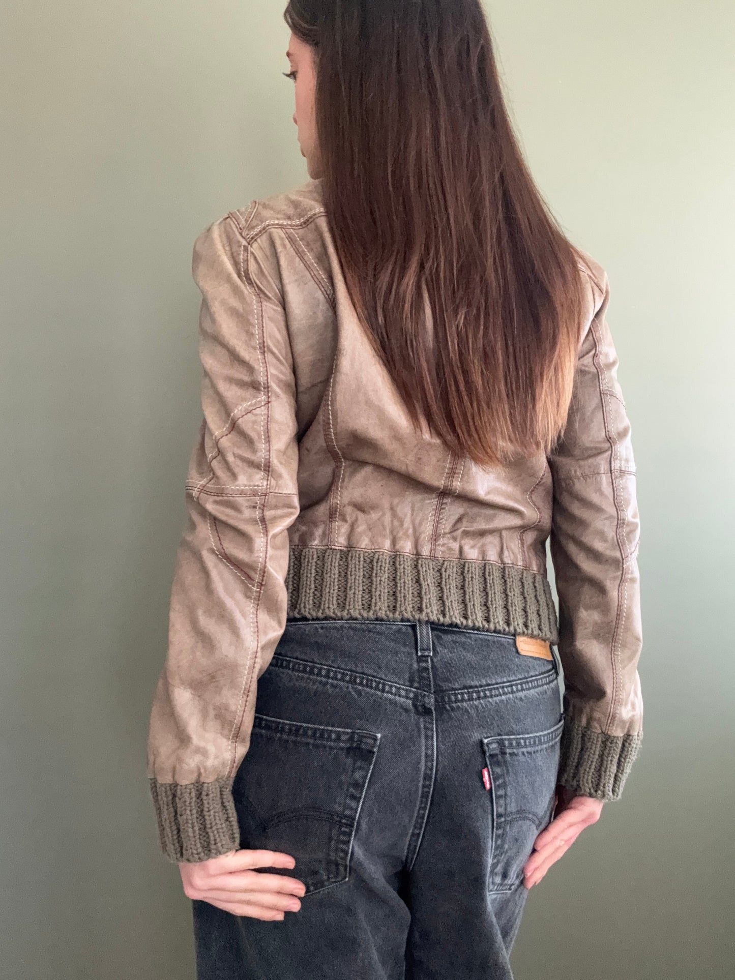 Vintage Leather Bomber Jacket (UK14)