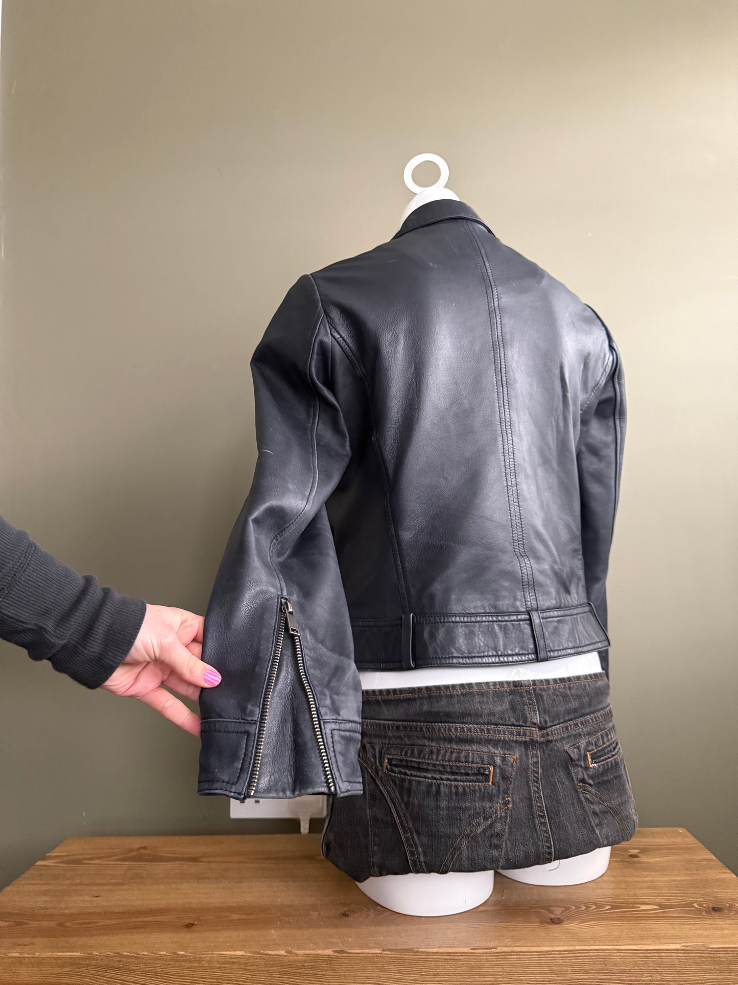 Leather Fitted Jacket (UK10)