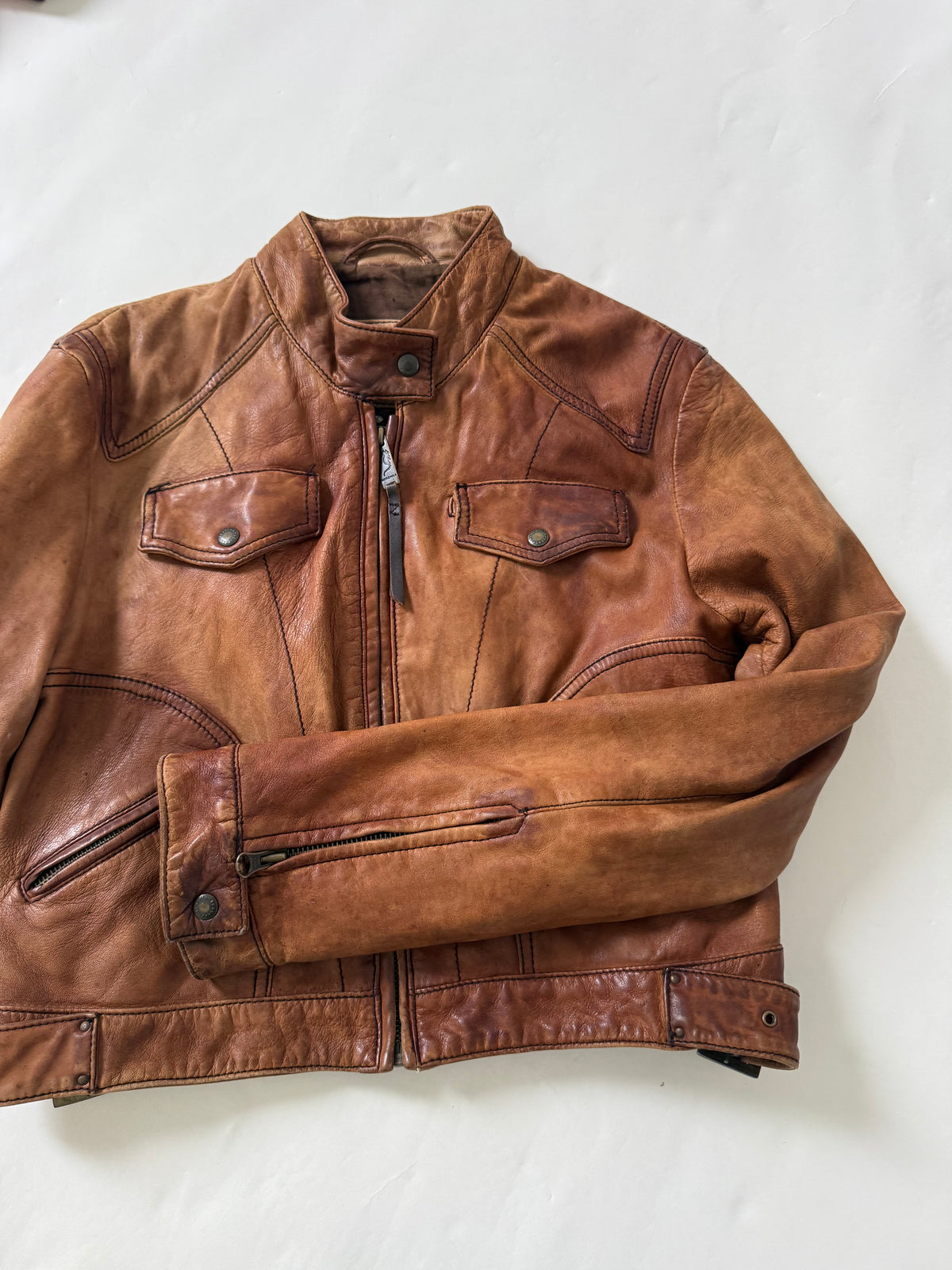Vintage Cropped Leather Jacket (L)