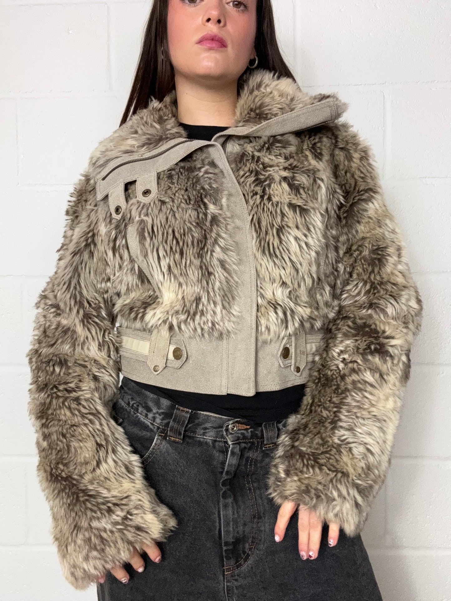 Faux Fur Cropped Jacket (UK12)