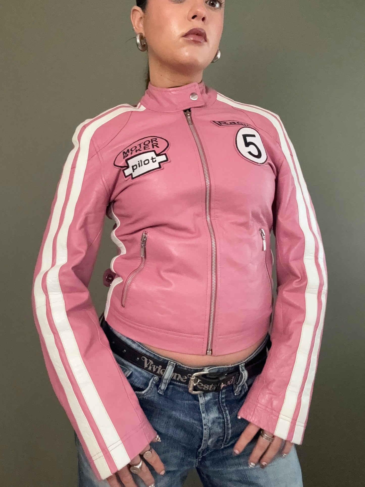 Pink Leather Jacket (UK10)