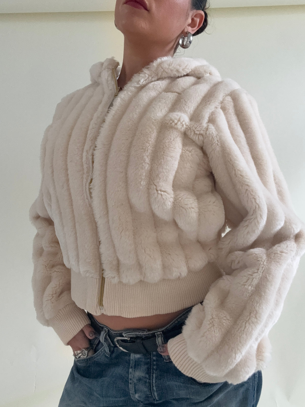 Faux Fur Hooded Jacket (XS)