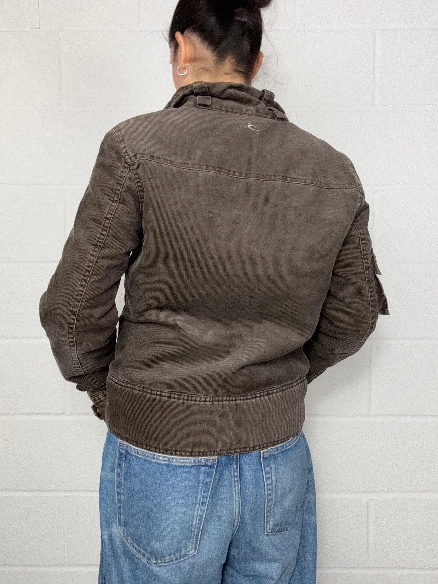 Vintage Brown Corduory Bomber Jacket (M)