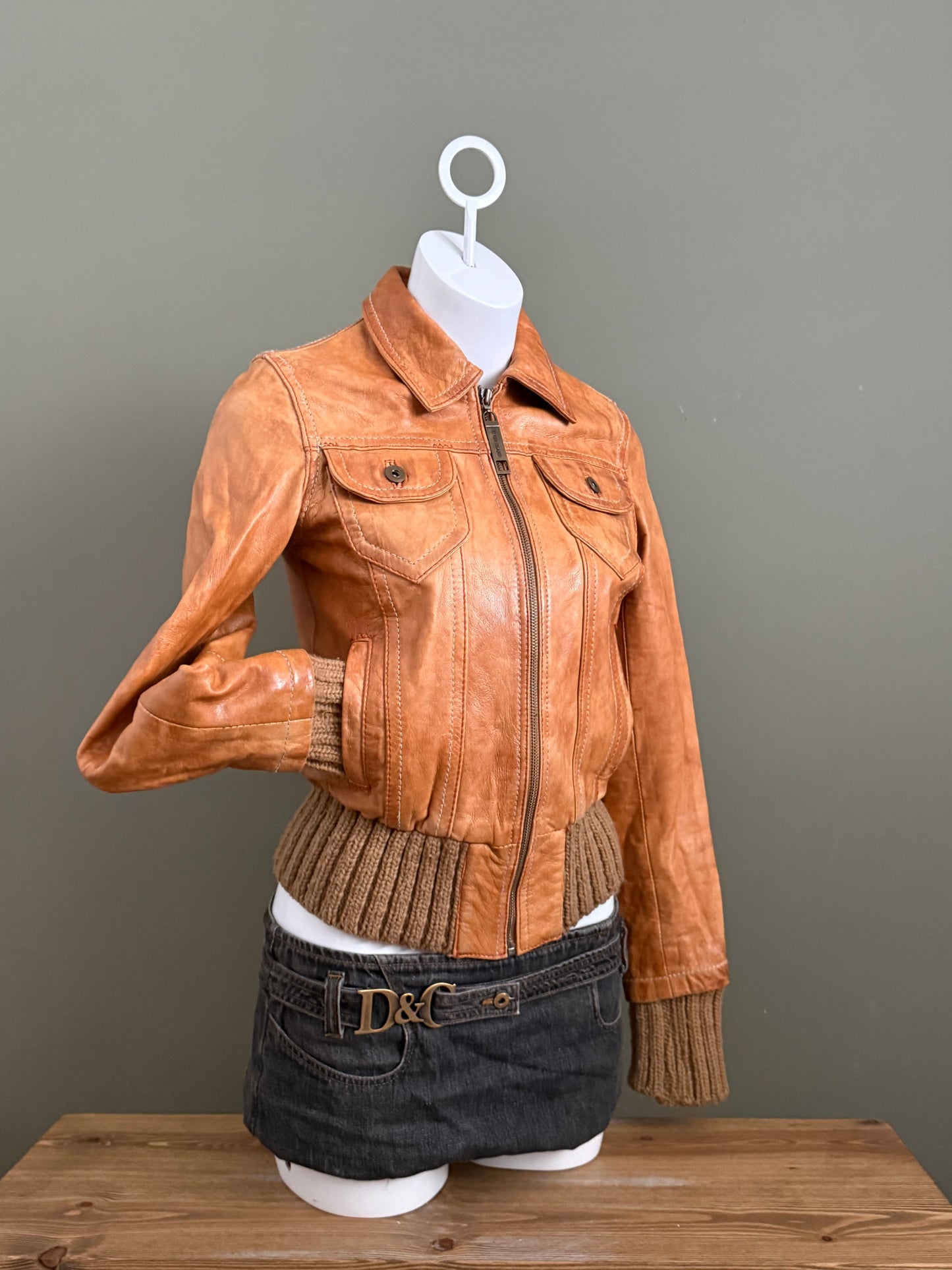 Vintage Leather Bomber Jacket (UK10)