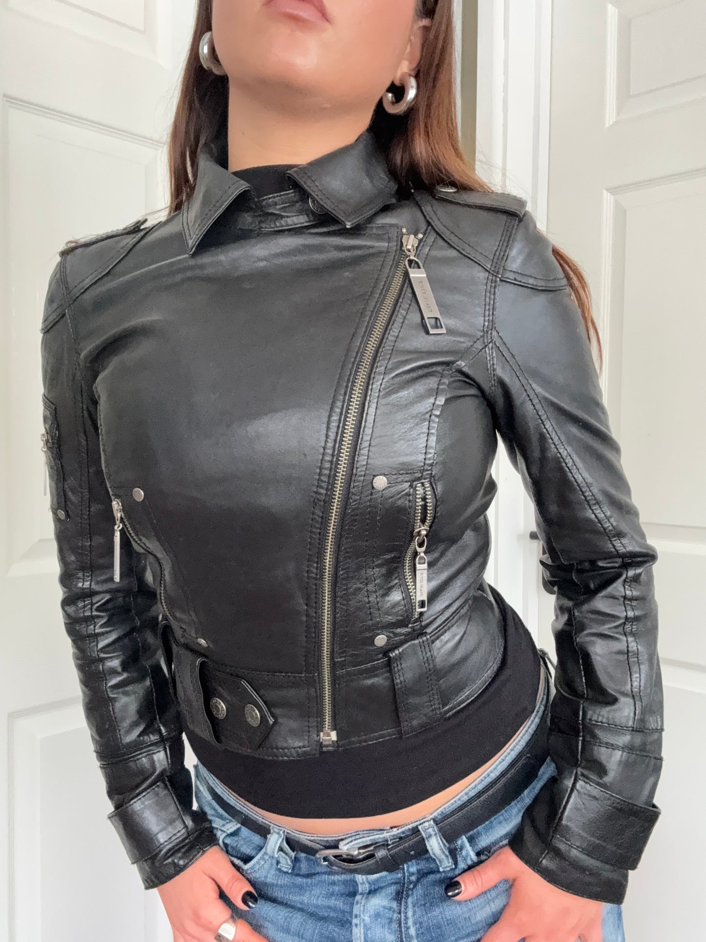 Leather Biker Jacket (UK8)