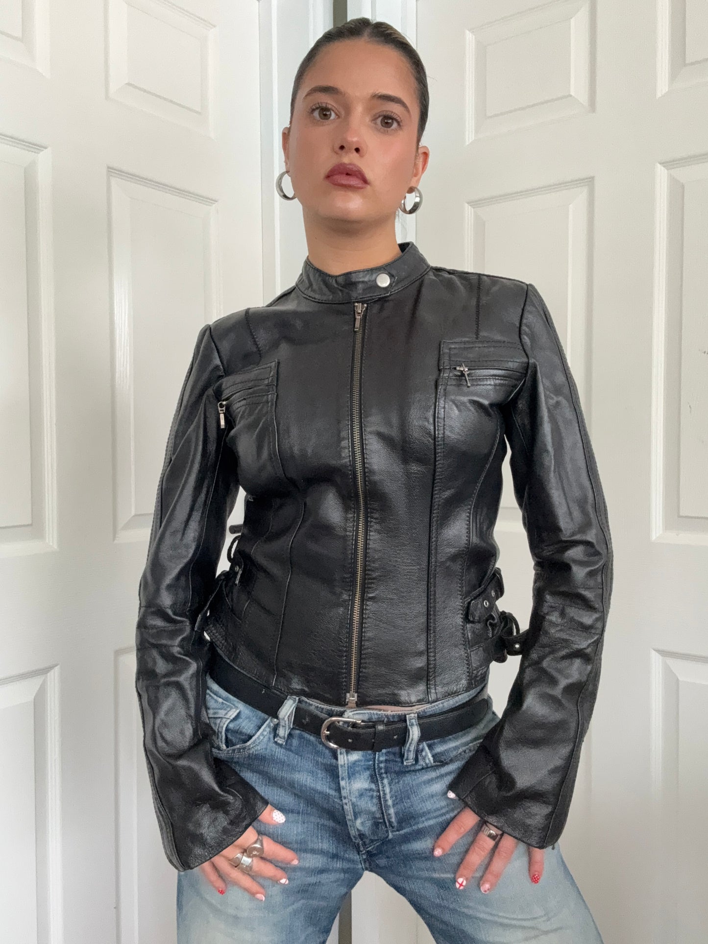 Leather Biker Jacket (UK10)