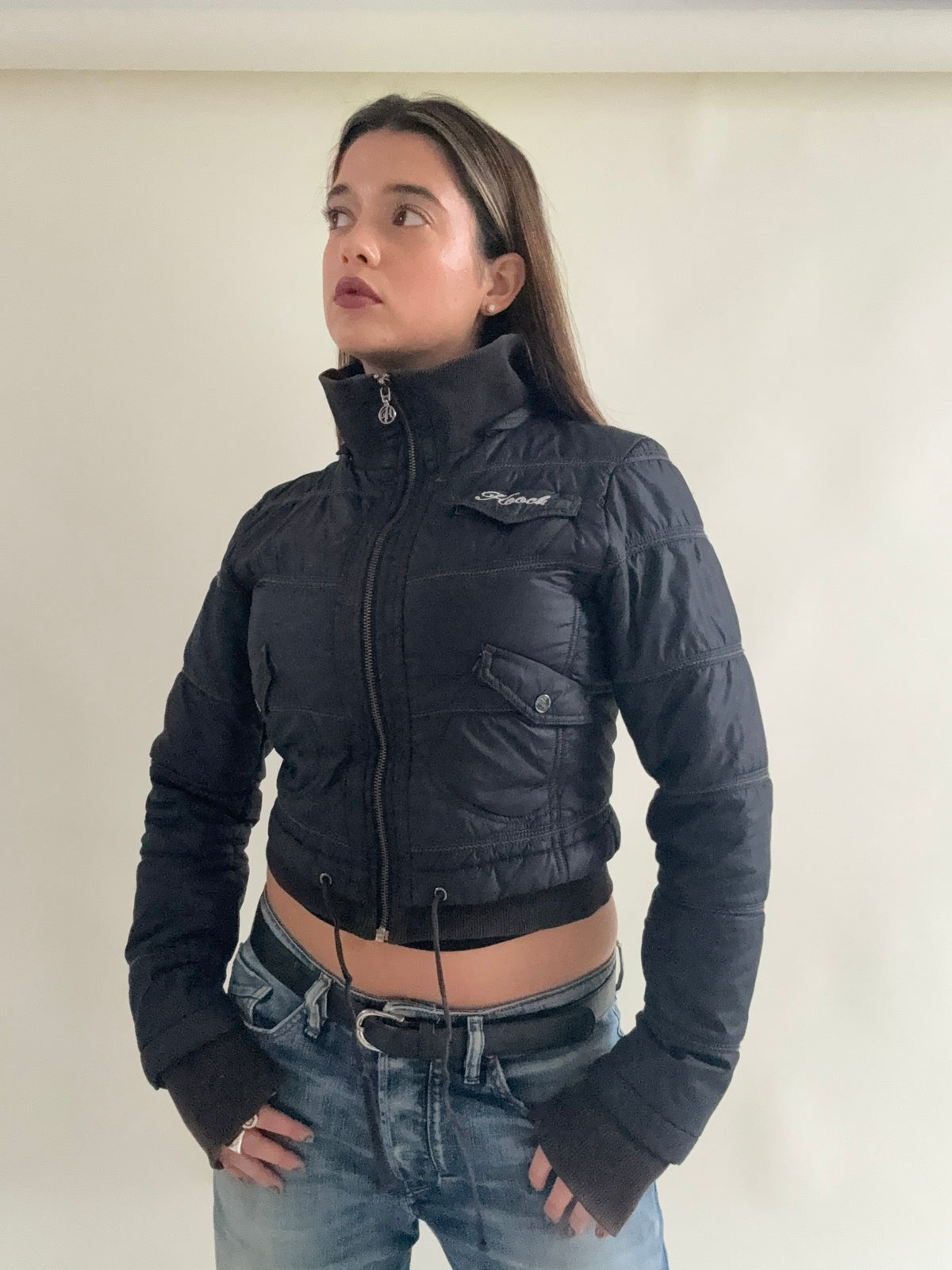 Hooch Cropped Bomber Jacket (S)