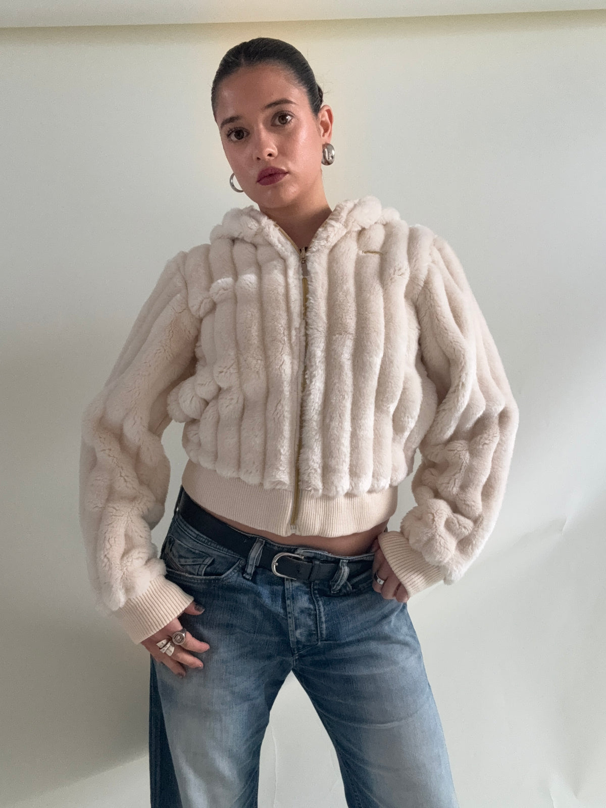 Faux Fur Hooded Jacket (XS)