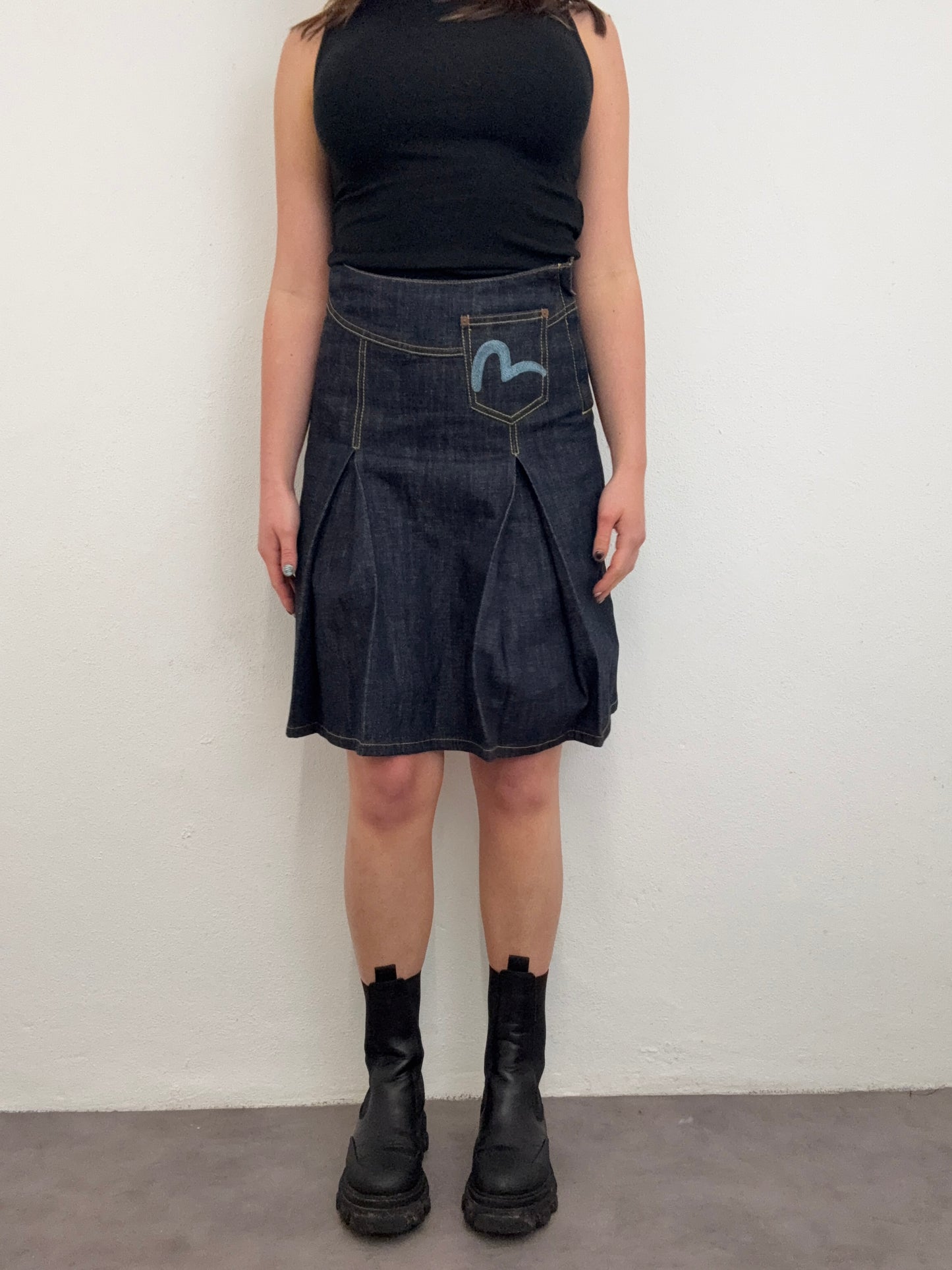 Evisu Denim Pleated Skirt (S)