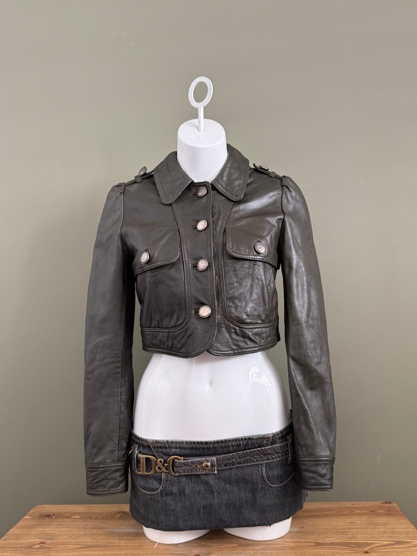 Cropped Leather Jacket (UK10)