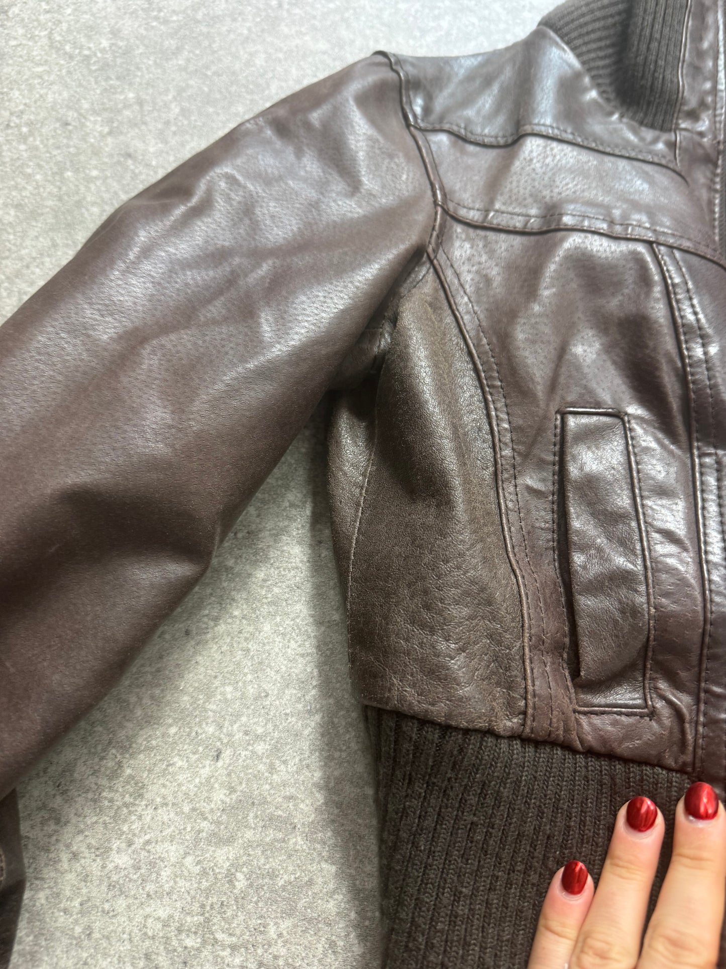 Vintage Brown Leather Fitted Jacket (UK10)